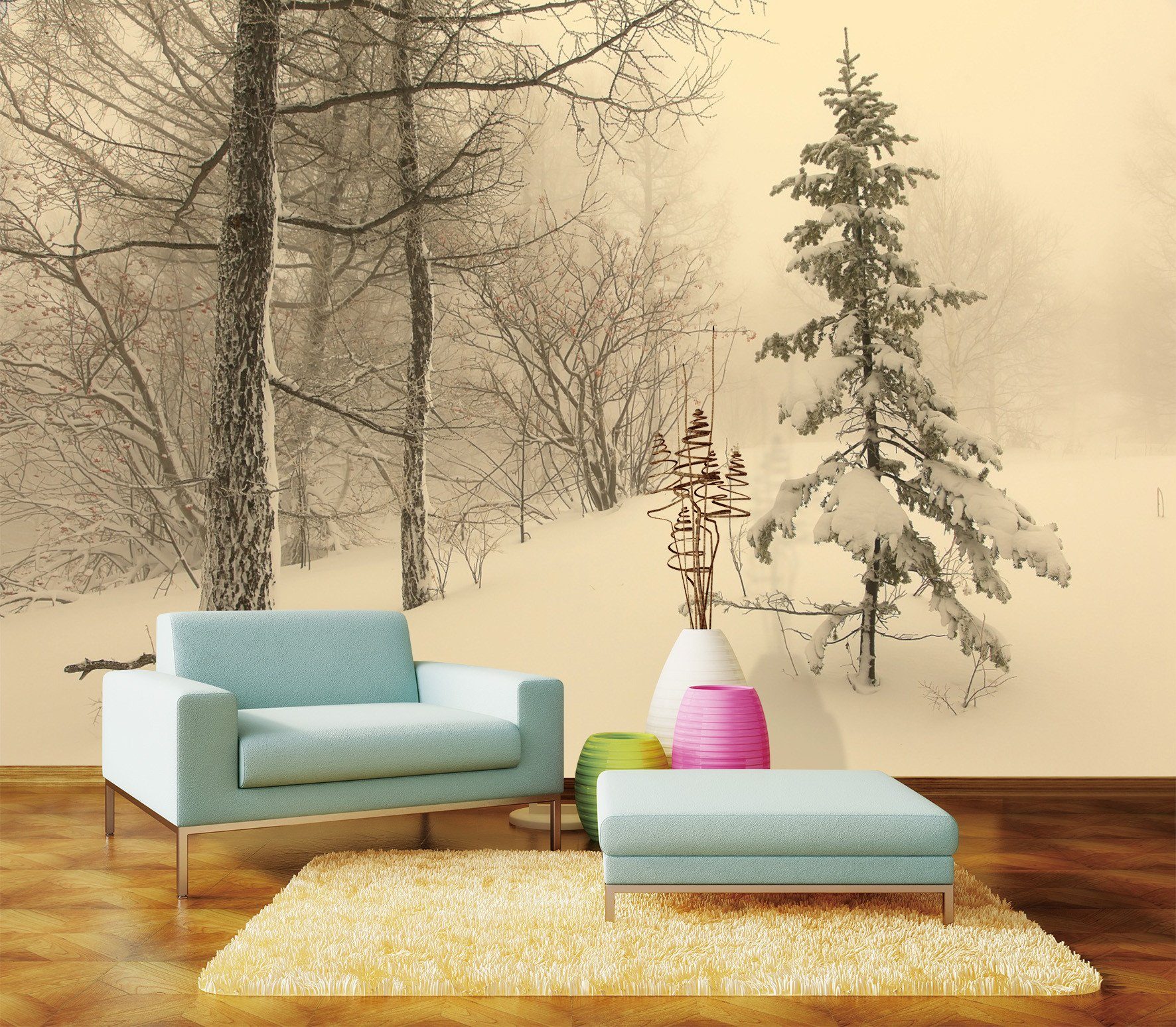 3D Winter Snow Standing Pines 66 Wallpaper AJ Wallpaper