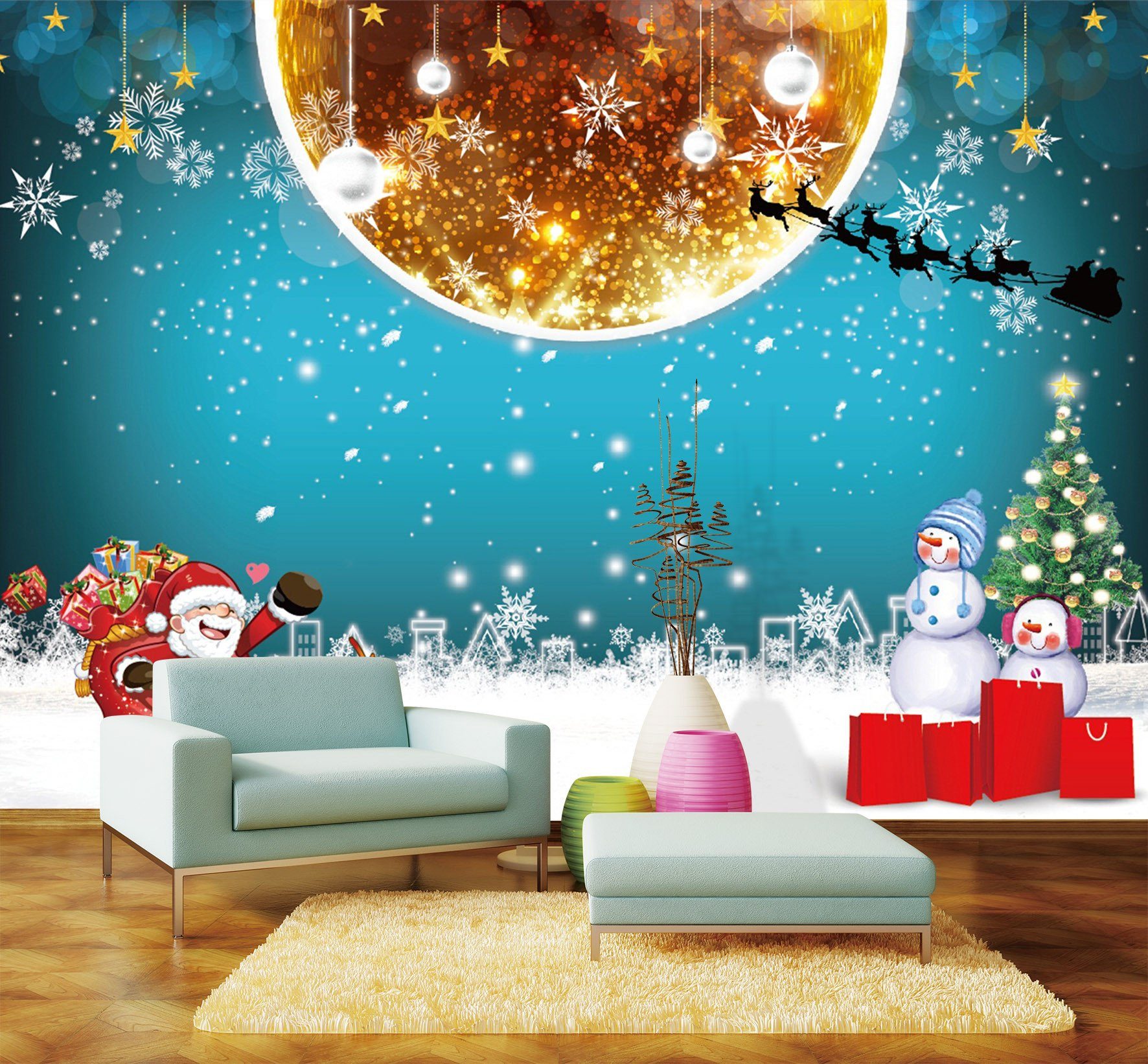 3D Christmas Yellow Moon 765 Wallpaper AJ Wallpaper