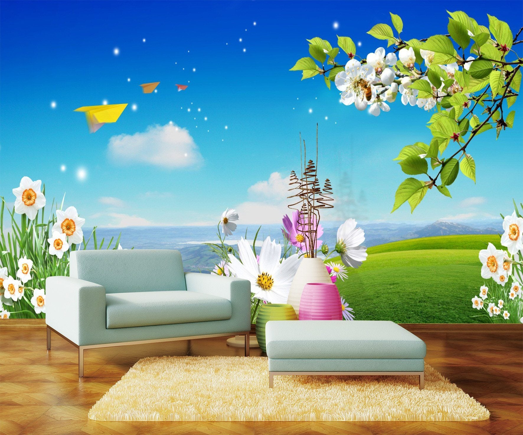 3D Wild Little White Flower 121 Wallpaper AJ Wallpaper