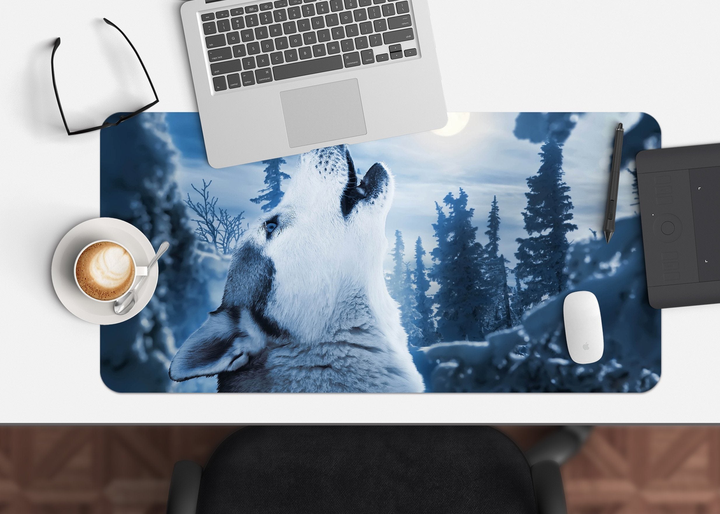 3D Wolf Call 109 Desk Mat Mat AJ Creativity Home
