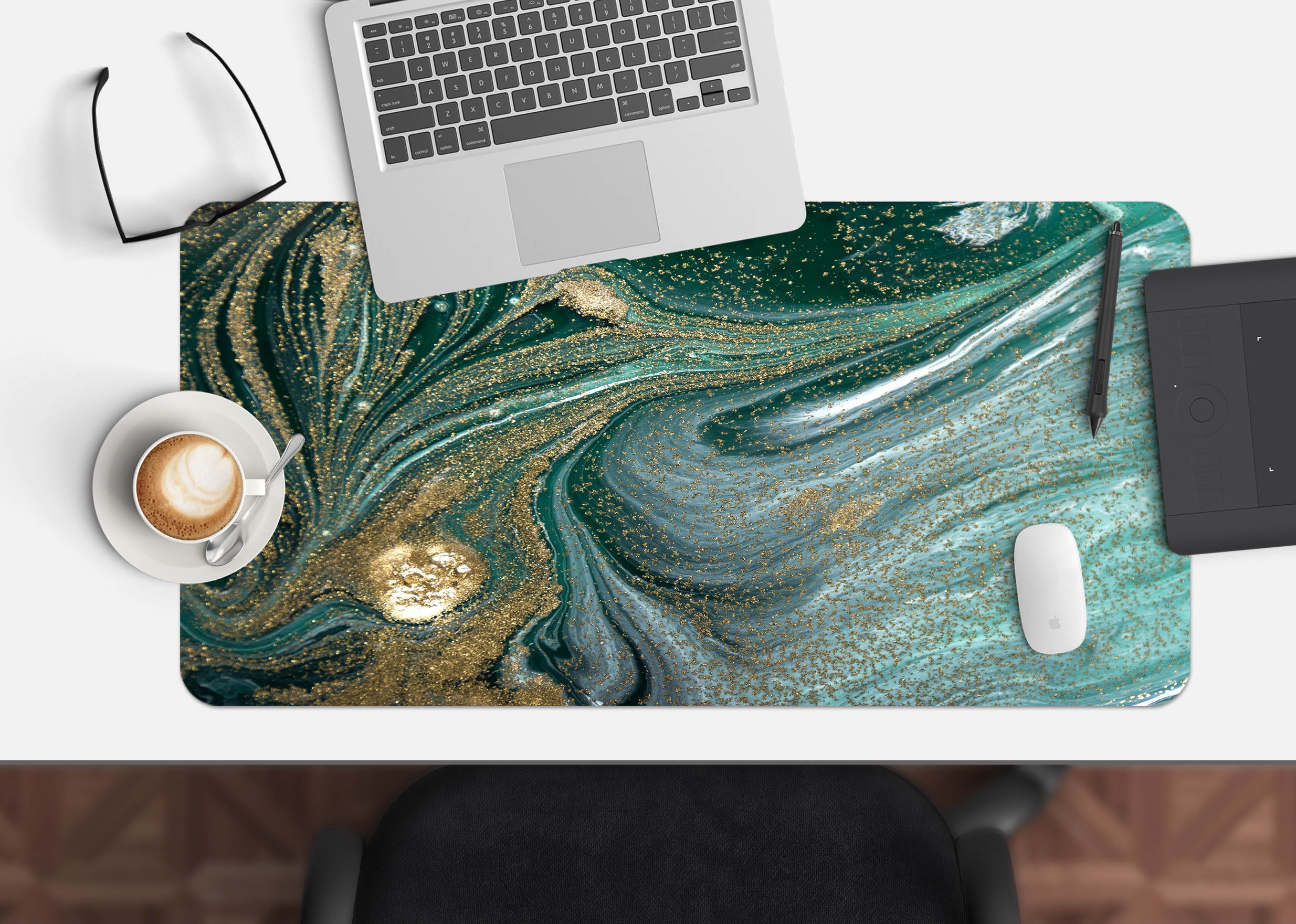3D Dark Green Pattern 18017 Desk Mat