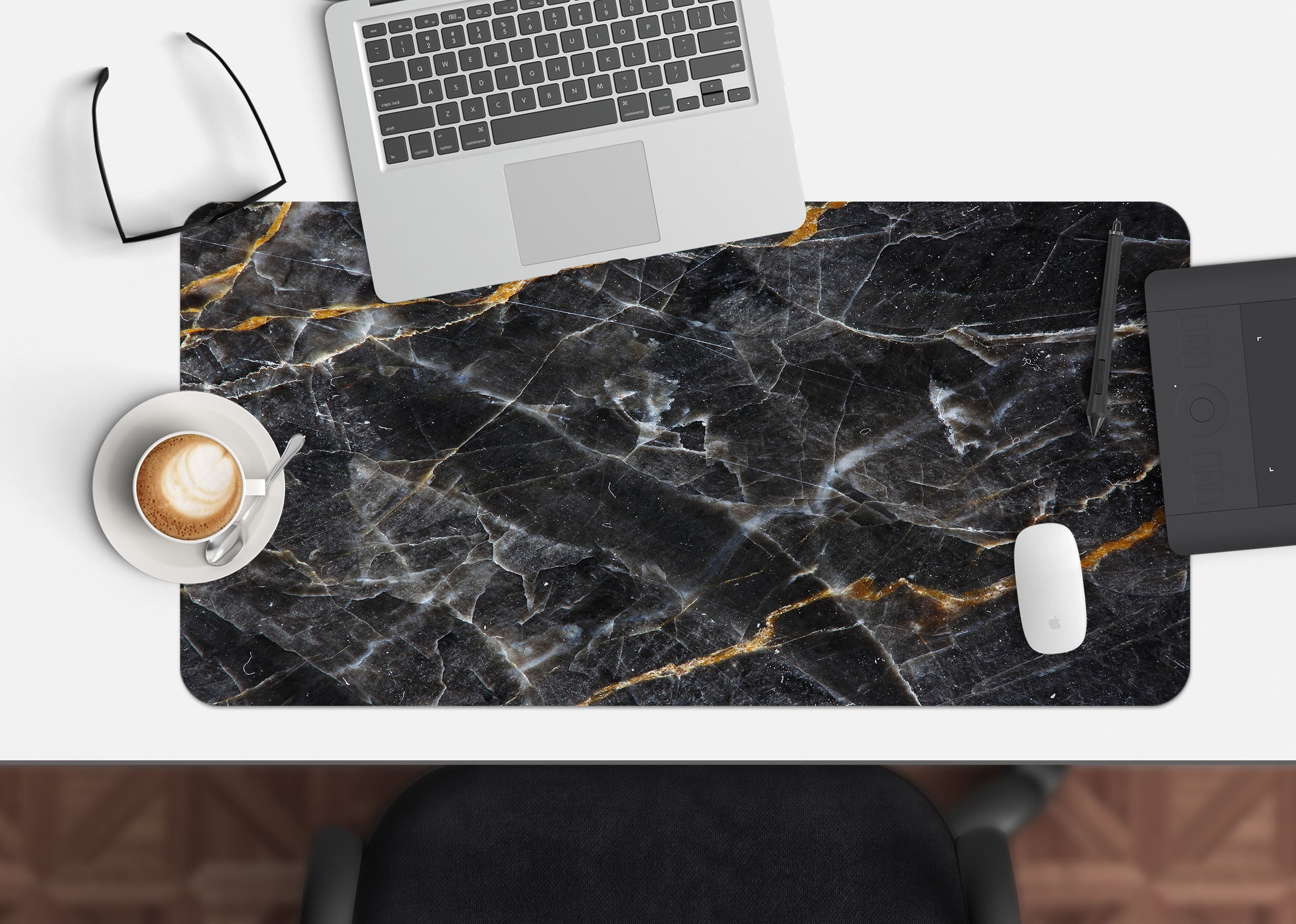3D Black Marble 17189 Desk Mat