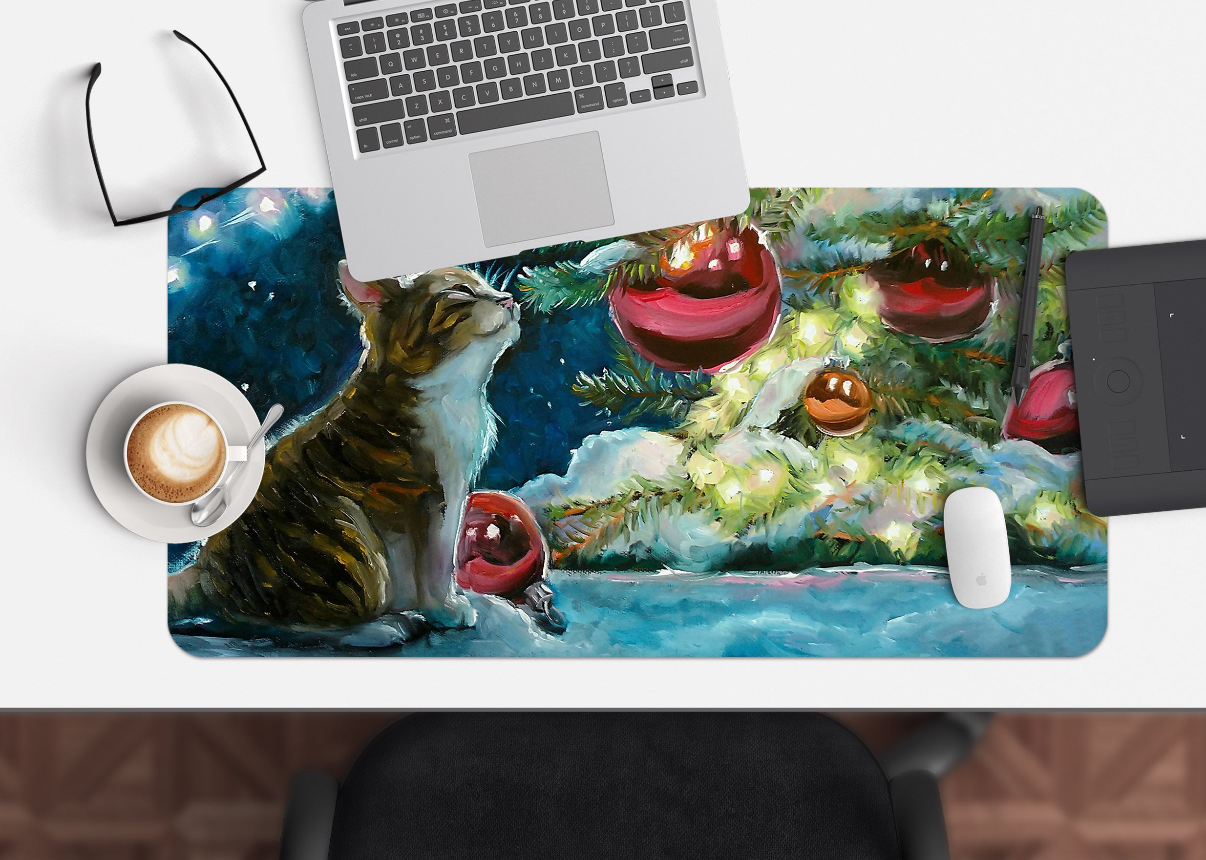 3D Cat Red Ball 51235 Christmas Desk Mat Xmas