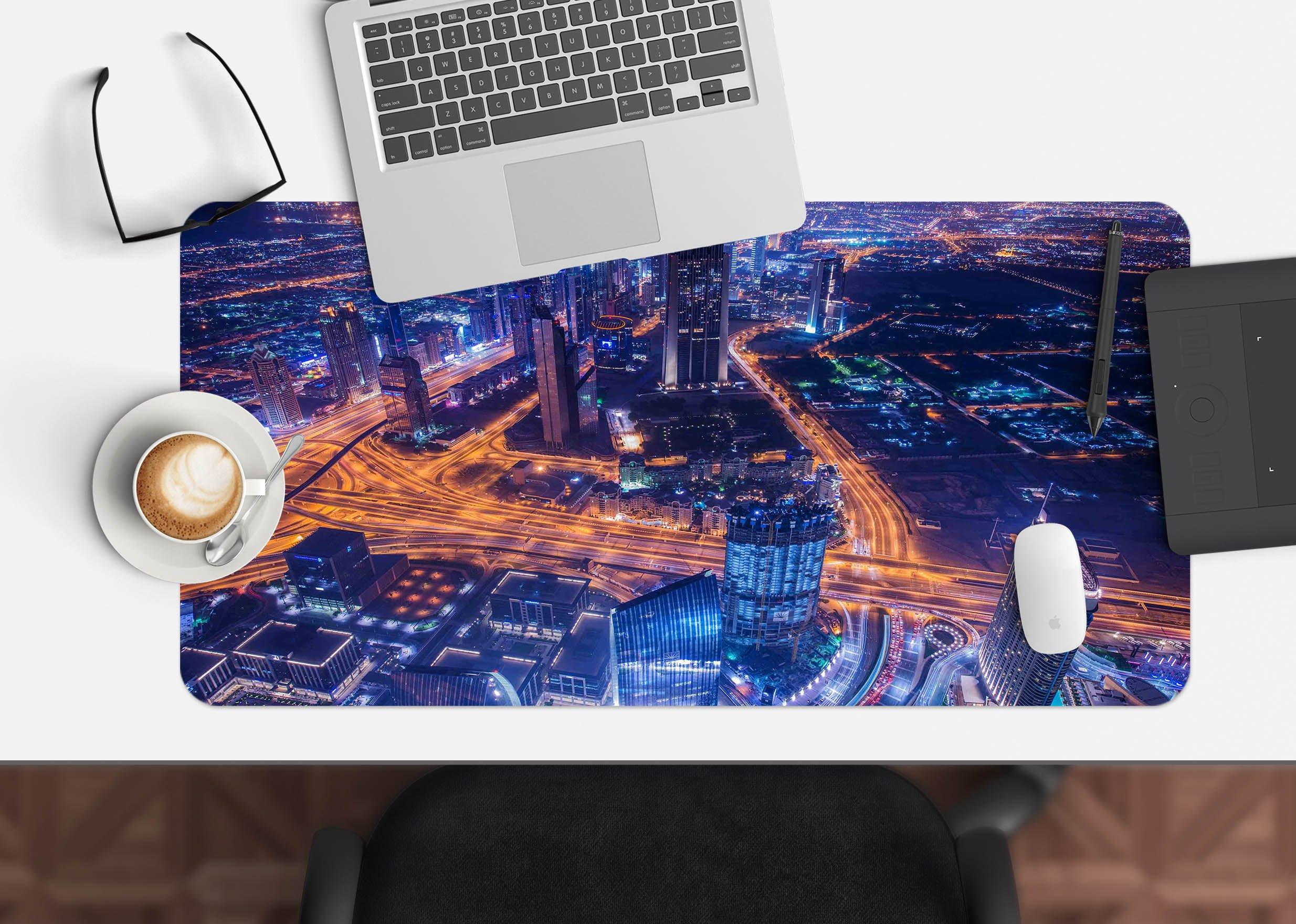 3D Night Building 078 Desk Mat Mat AJ Creativity Home