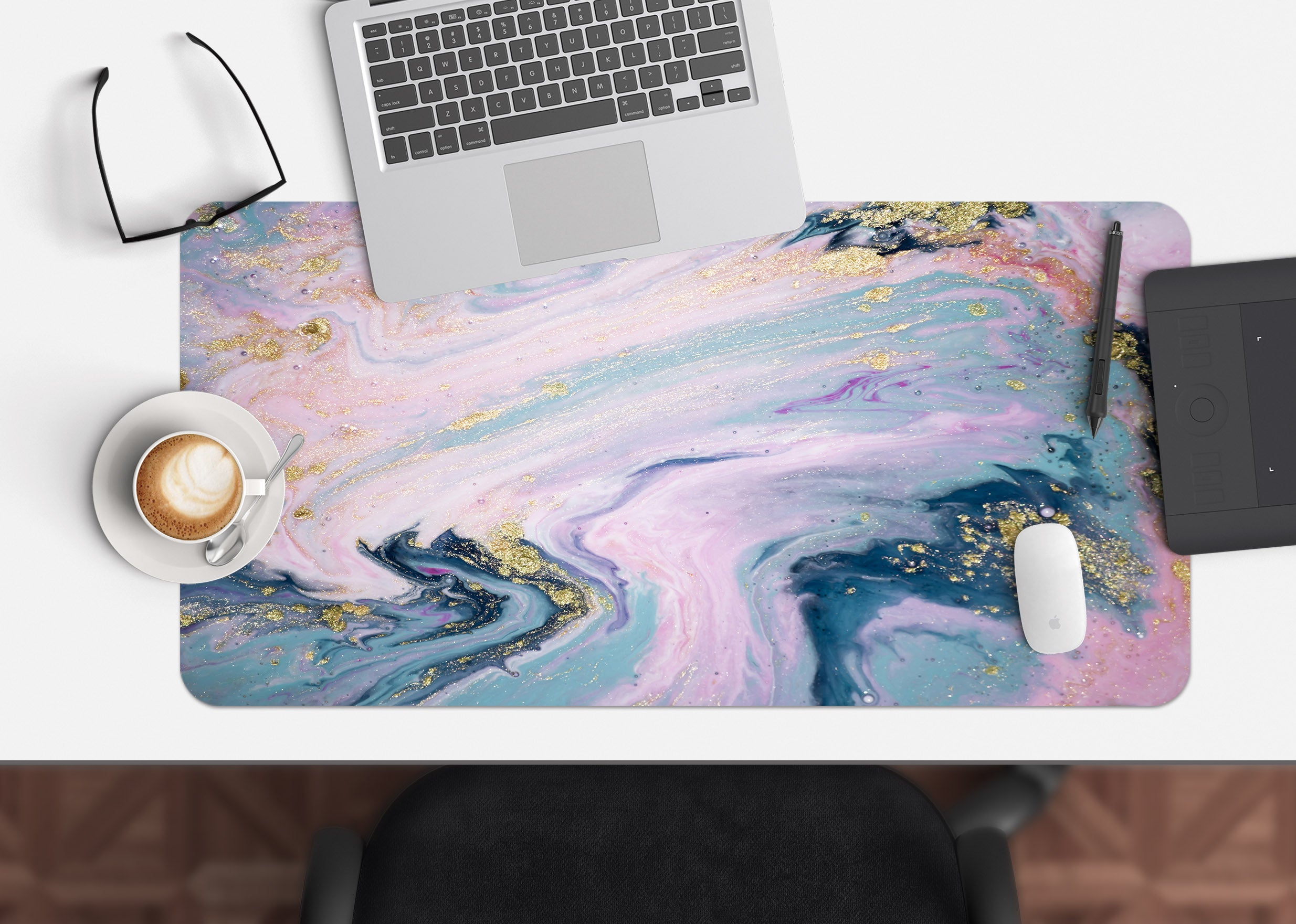 3D Pink Blue Pattern 18035 Desk Mat