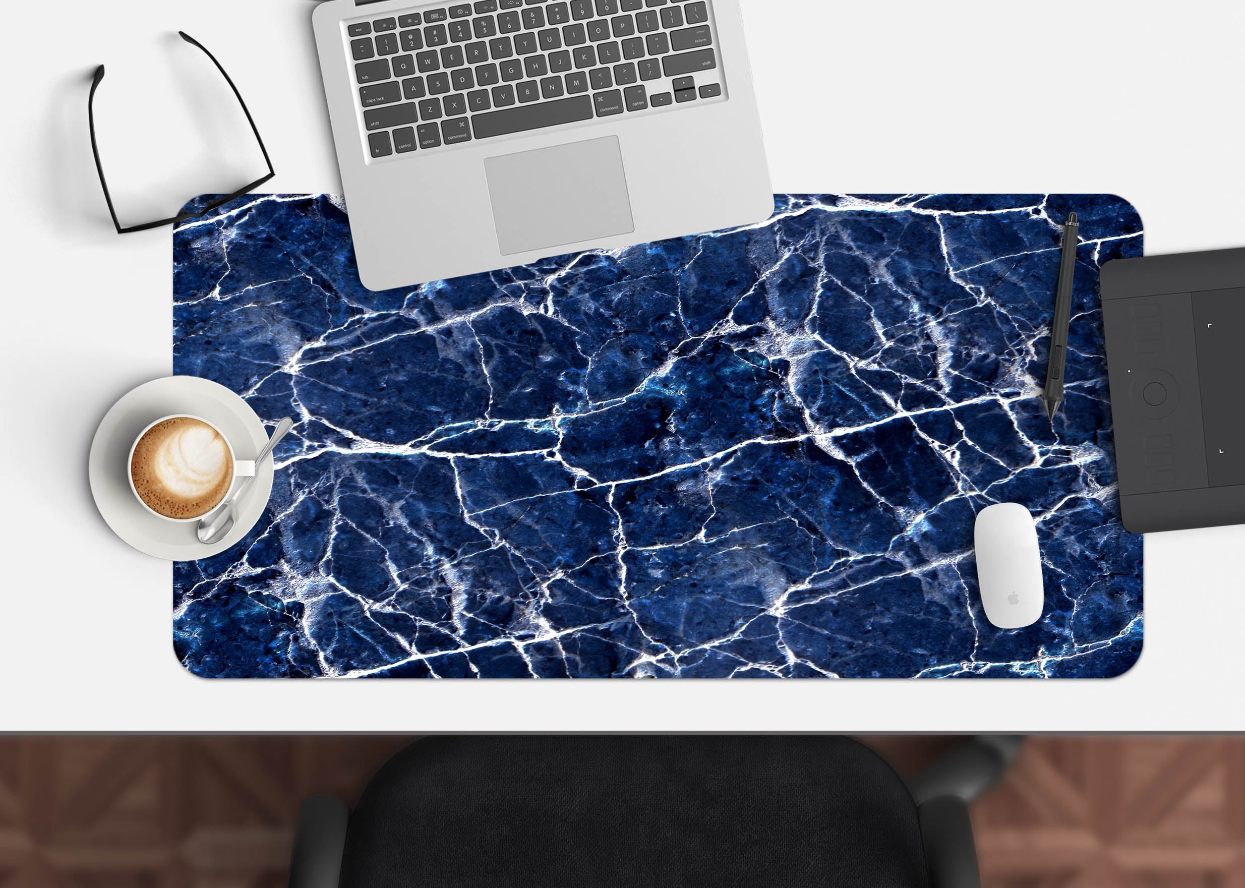 3D Dark Blue Marble 18004 Desk Mat