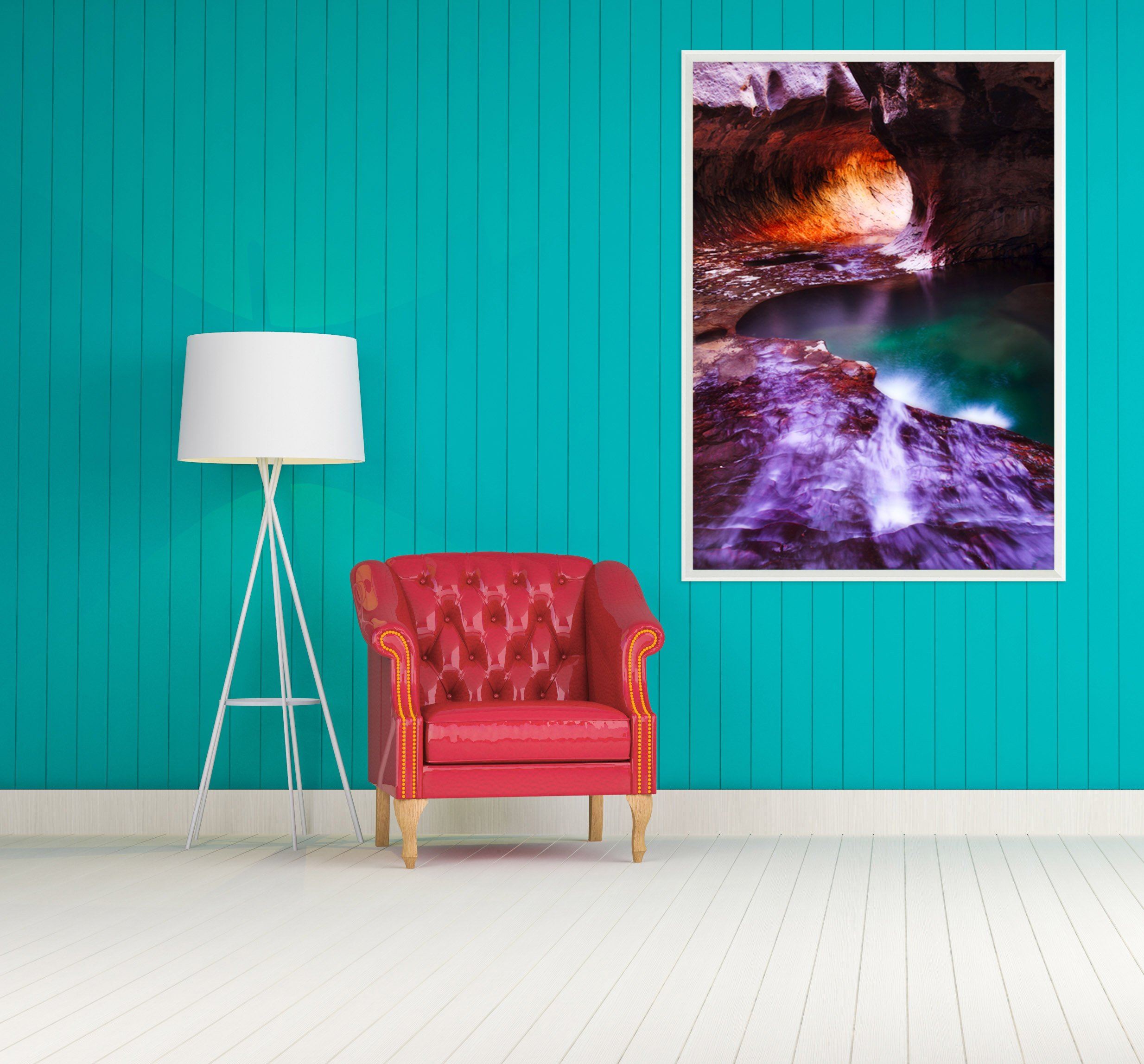 3D Mountain River 059 Fake Framed Print Painting Wallpaper AJ Creativity Home