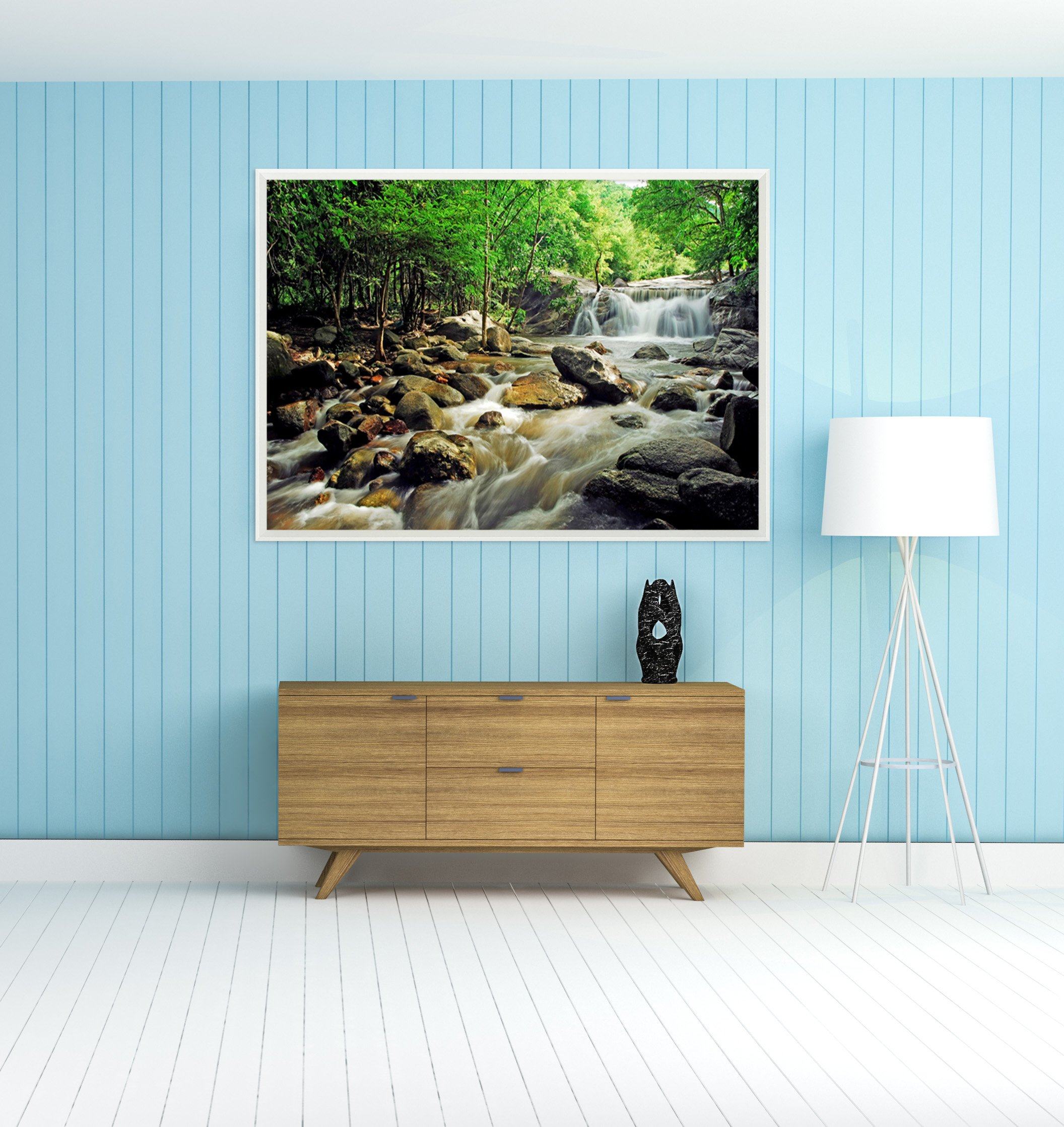 3D Stone River 150 Fake Framed Print Painting Wallpaper AJ Creativity Home