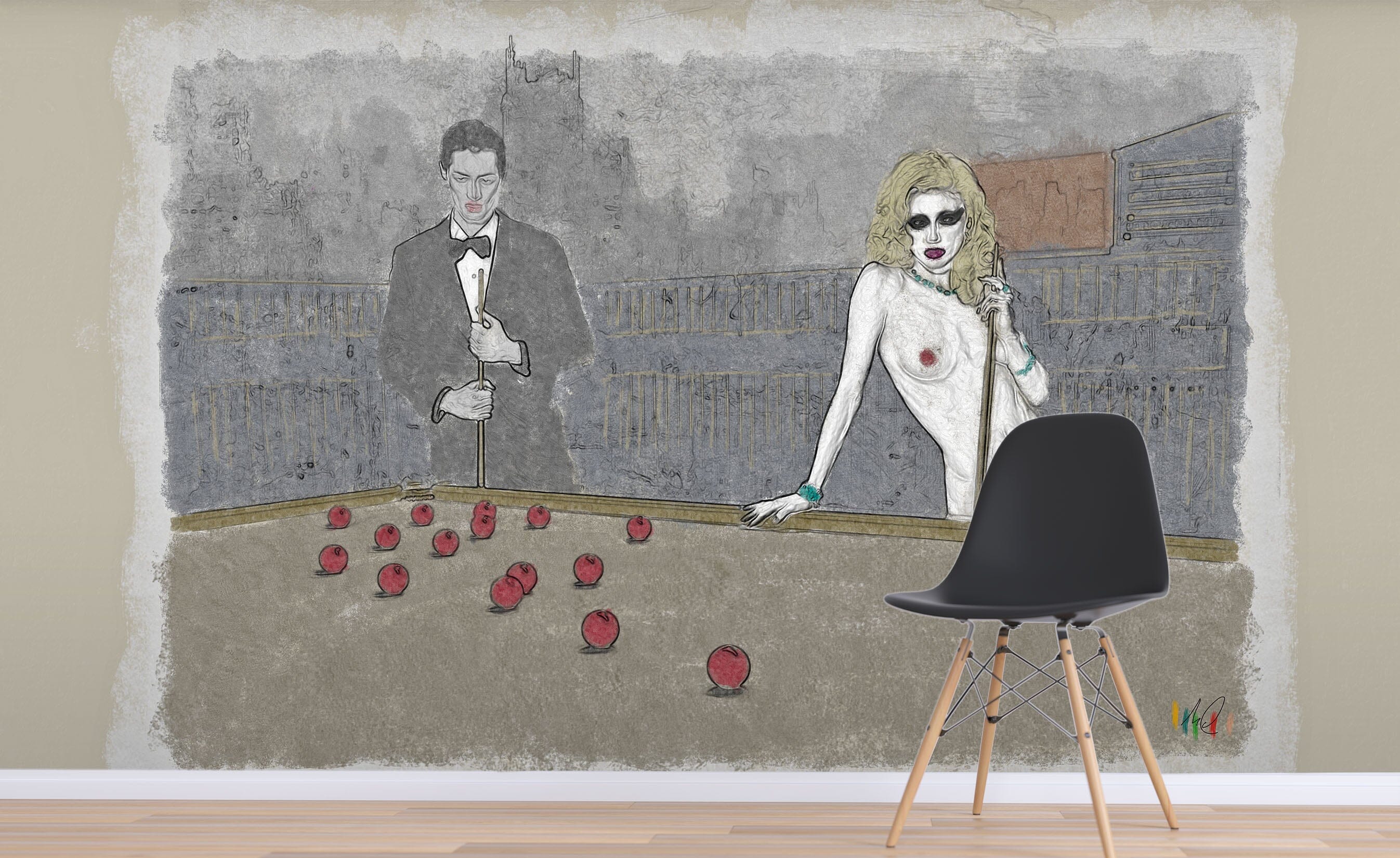 3D Oil Painting Dating Couple 1412 Marco Cavazzana Wall Mural Wall Murals Wallpaper AJ Wallpaper 2