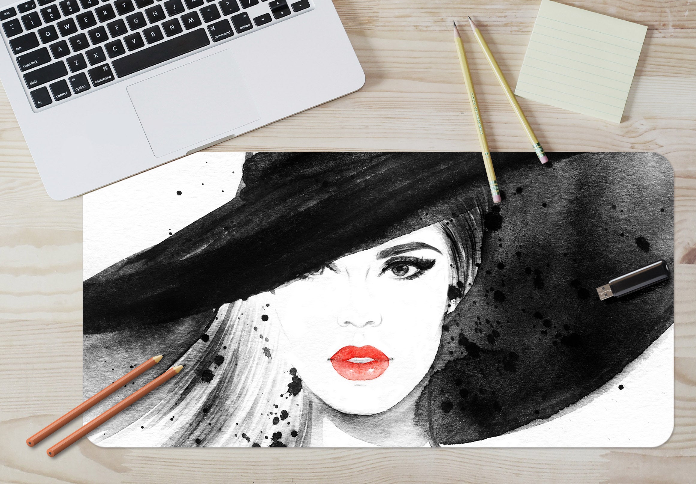 3D Black Hat Female 17155 Desk Mat