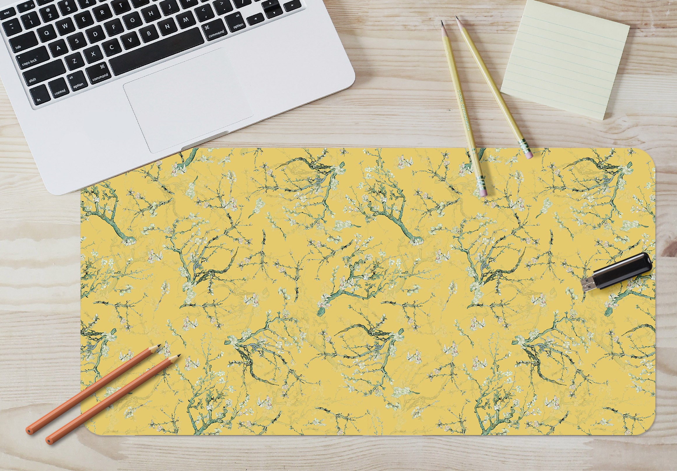 3D Flower Branch Yellow Bottom 120193 Uta Naumann Desk Mat