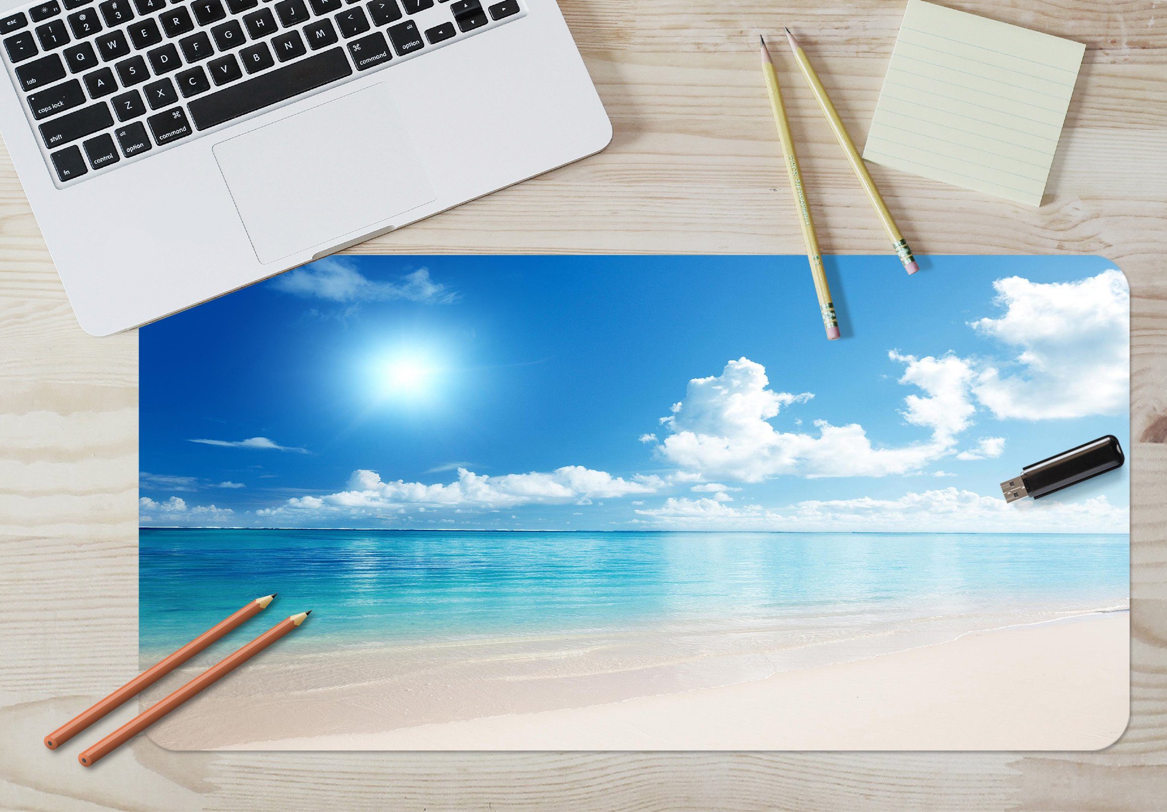 3D Sunny Seaside 037 Desk Mat Mat AJ Creativity Home