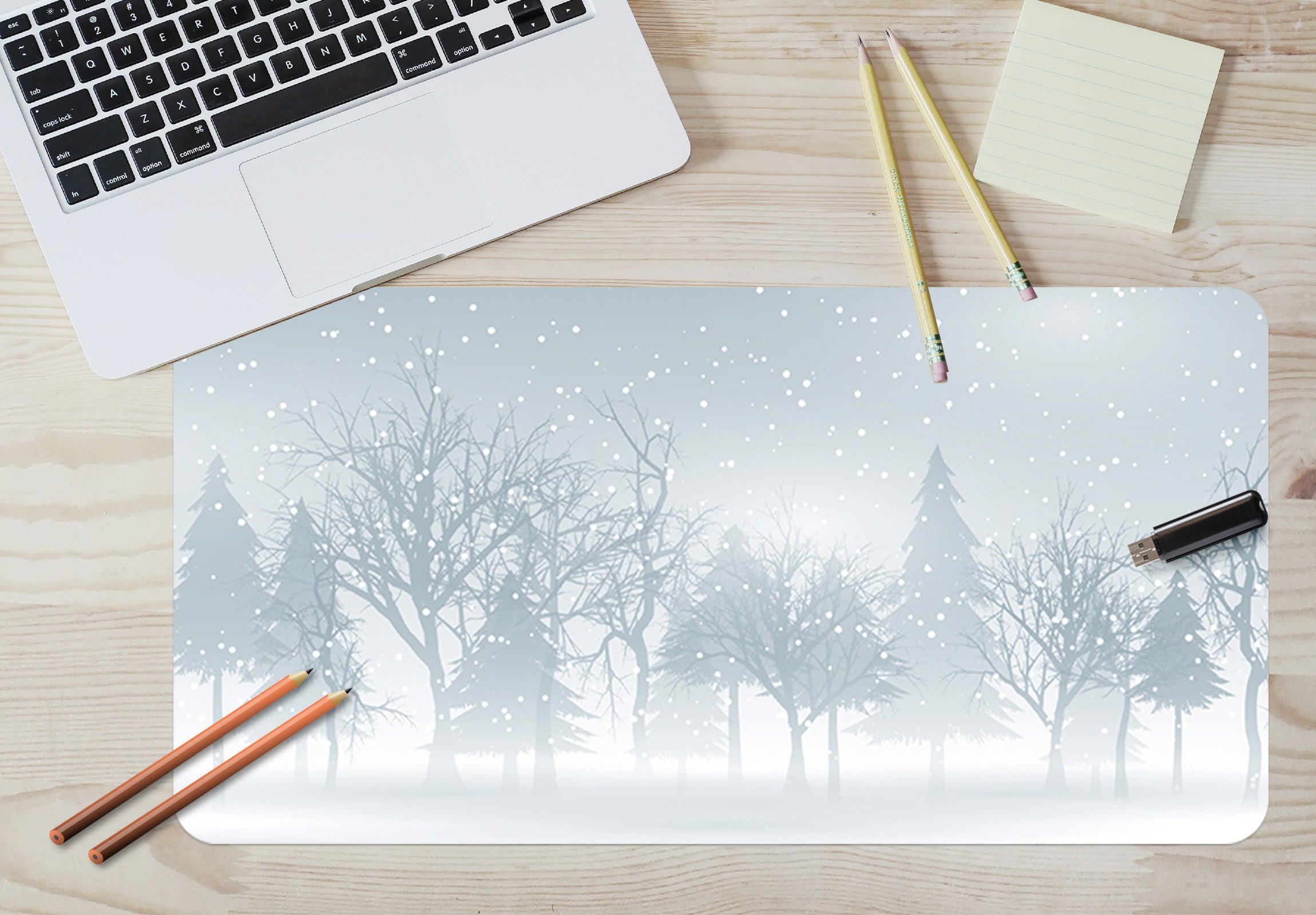 3D Snow Forest 17086 Desk Mat