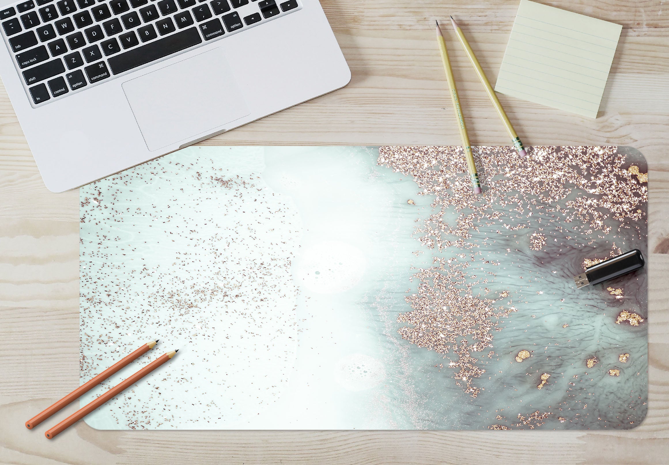 3D Gold Powder Pattern 18045 Desk Mat