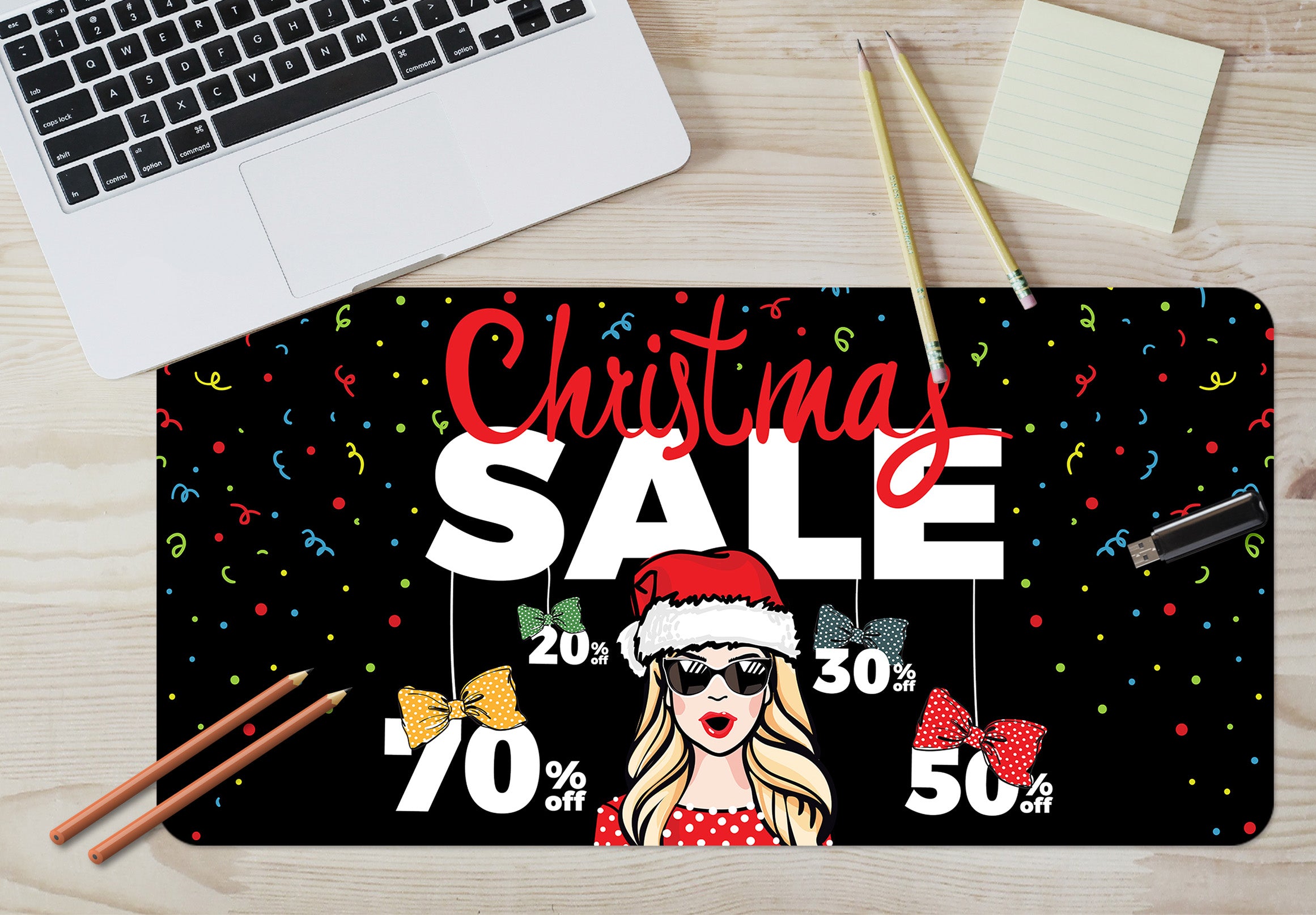 3D Christmas Girl 17139 Desk Mat