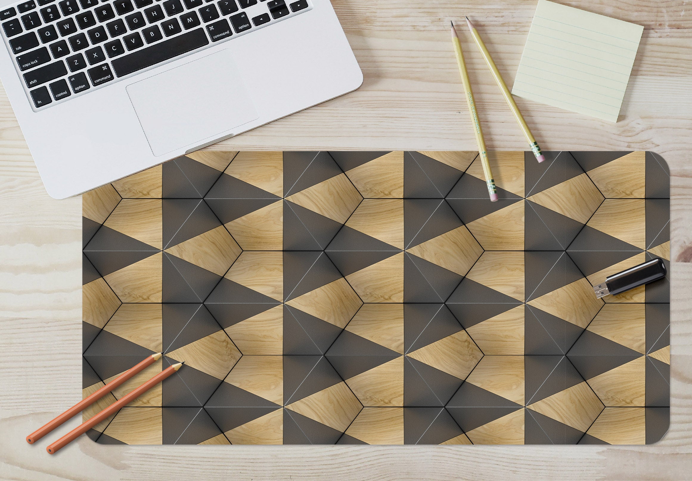 3D Brown Hexagon 18043 Desk Mat