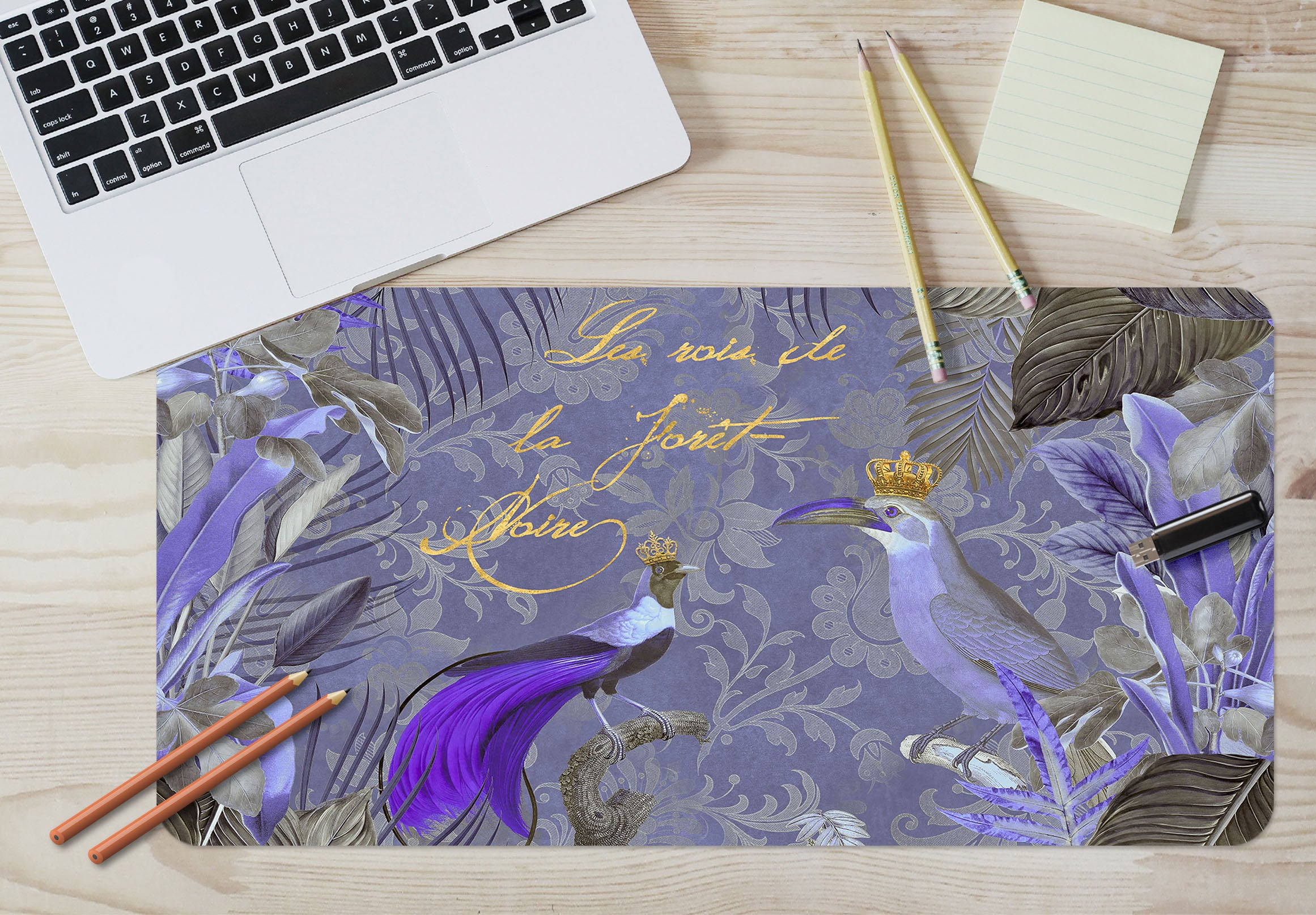 3D Purple Bird Crown 5236 Andrea Haase Desk Mat