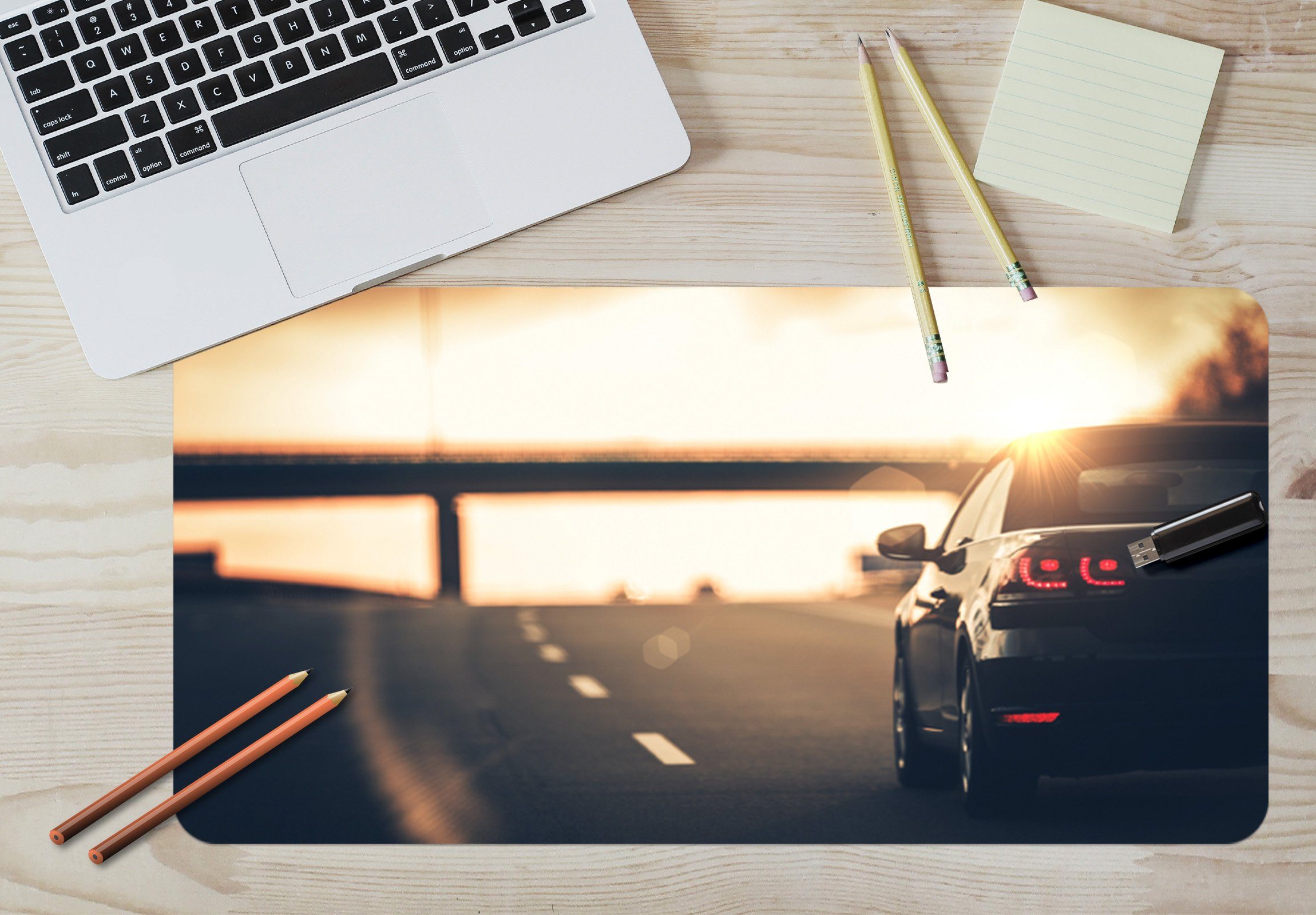 3D Sunset Highway 011 Desk Mat Mat AJ Creativity Home