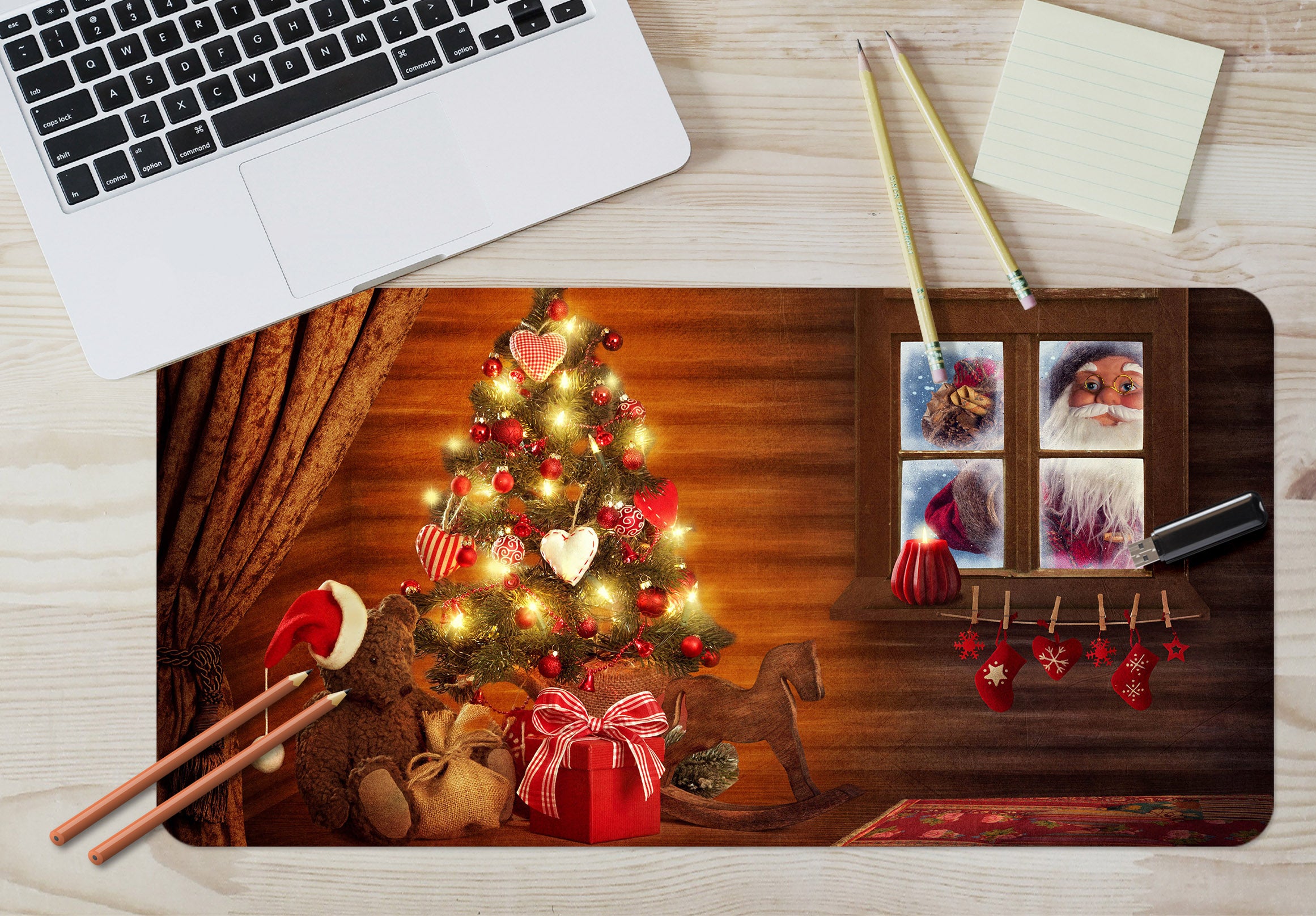 3D Tree Window Santa Claus 51168 Christmas Desk Mat Xmas