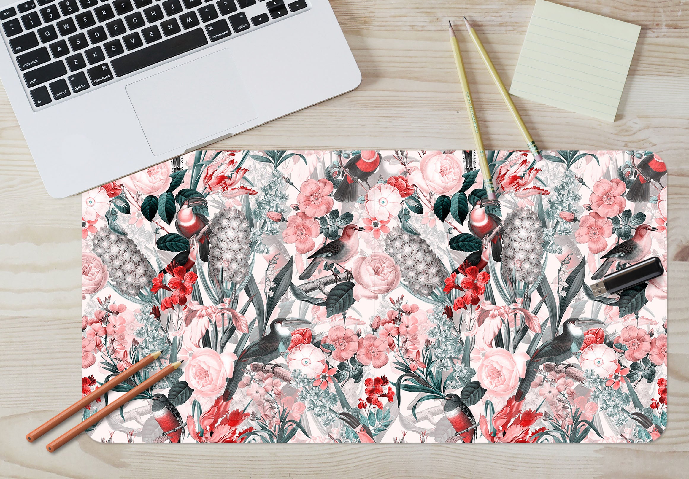 3D Pink Rose Flower Bush 120216 Uta Naumann Desk Mat