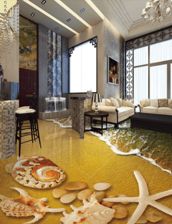 3D Gold Beach 351 Floor Mural Wallpaper AJ Wallpaper 2