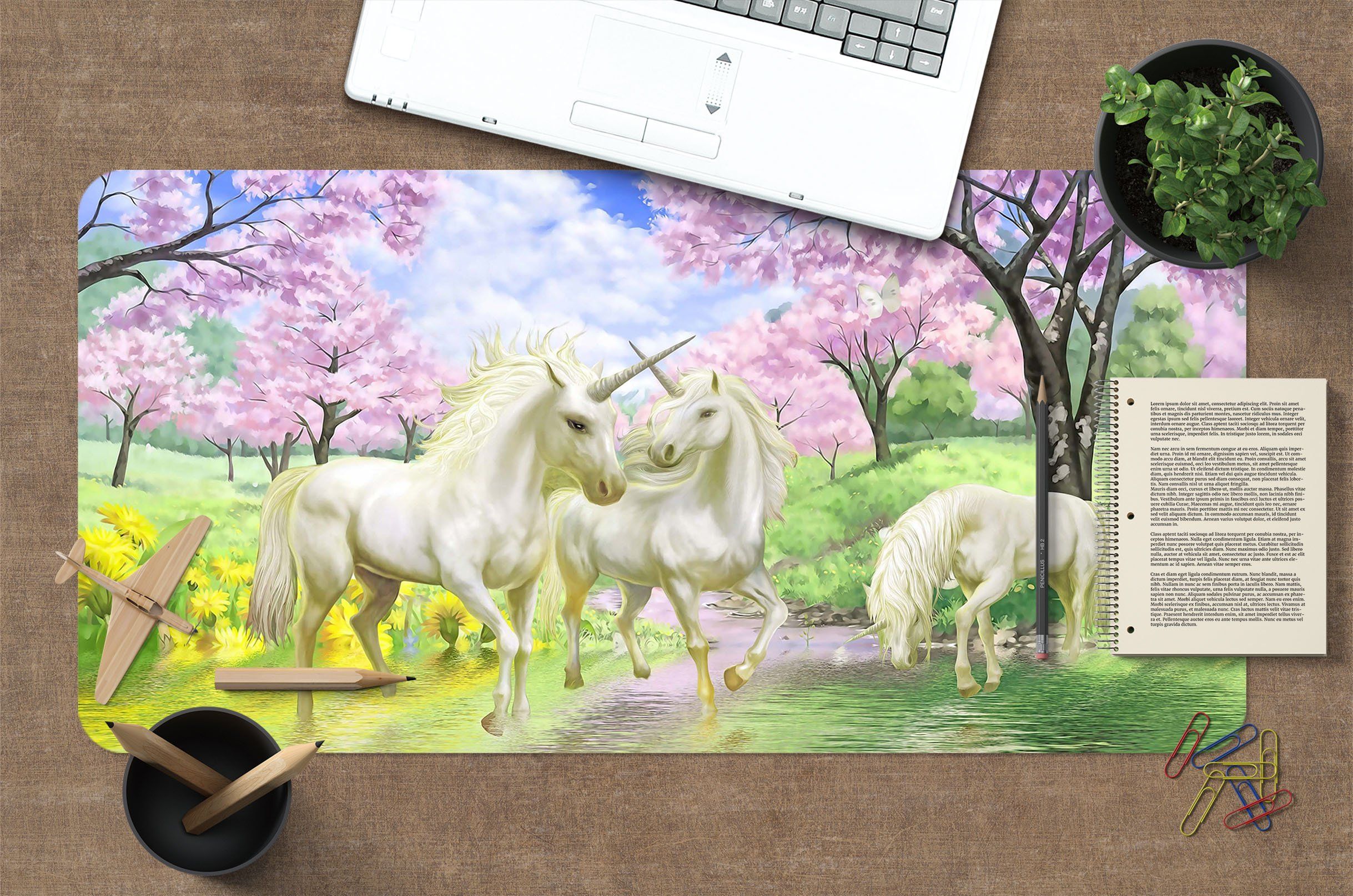 3D Beautiful Unicorn 009 Desk Mat Mat AJ Creativity Home