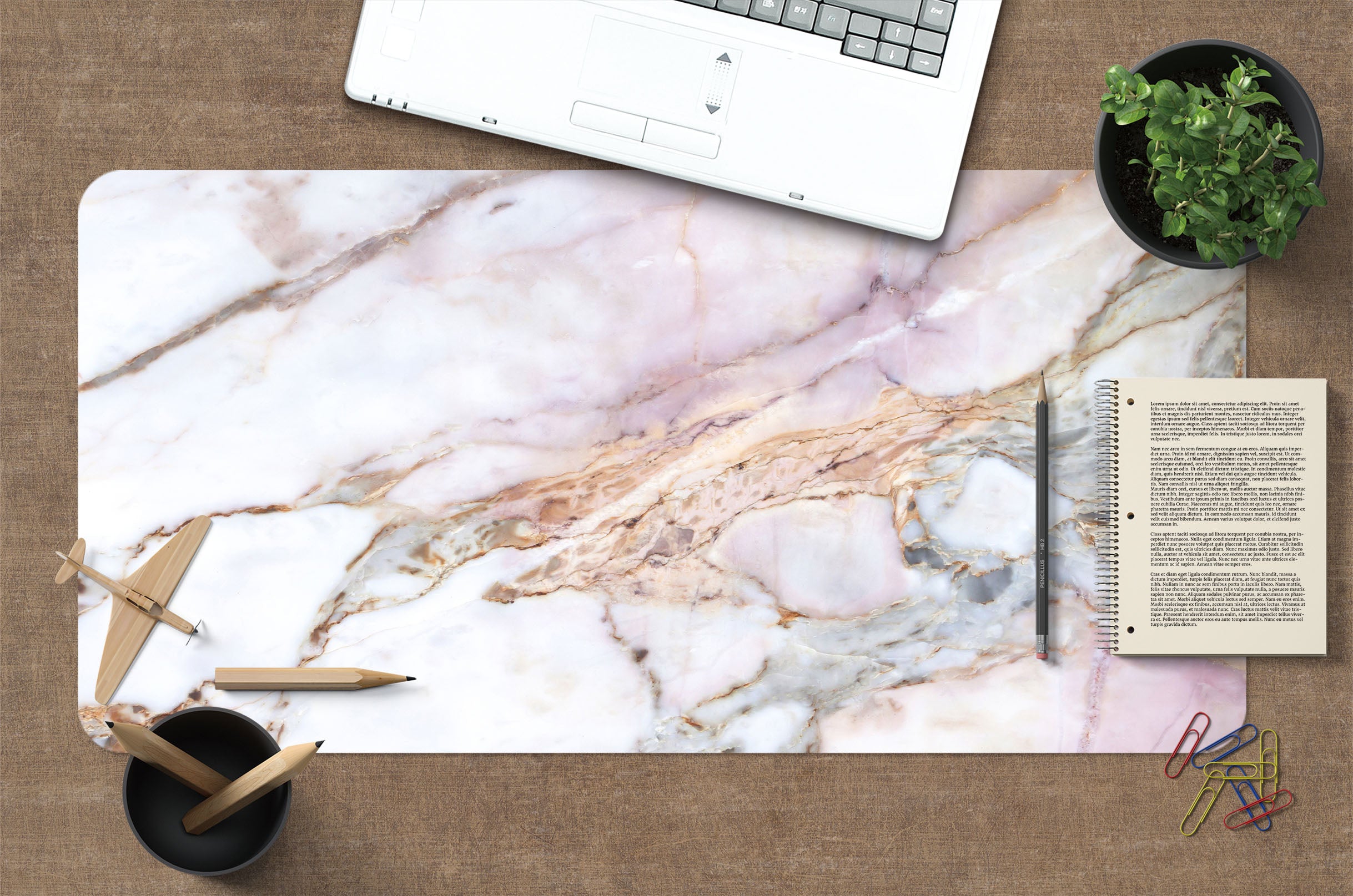 3D White Marble 17187 Desk Mat