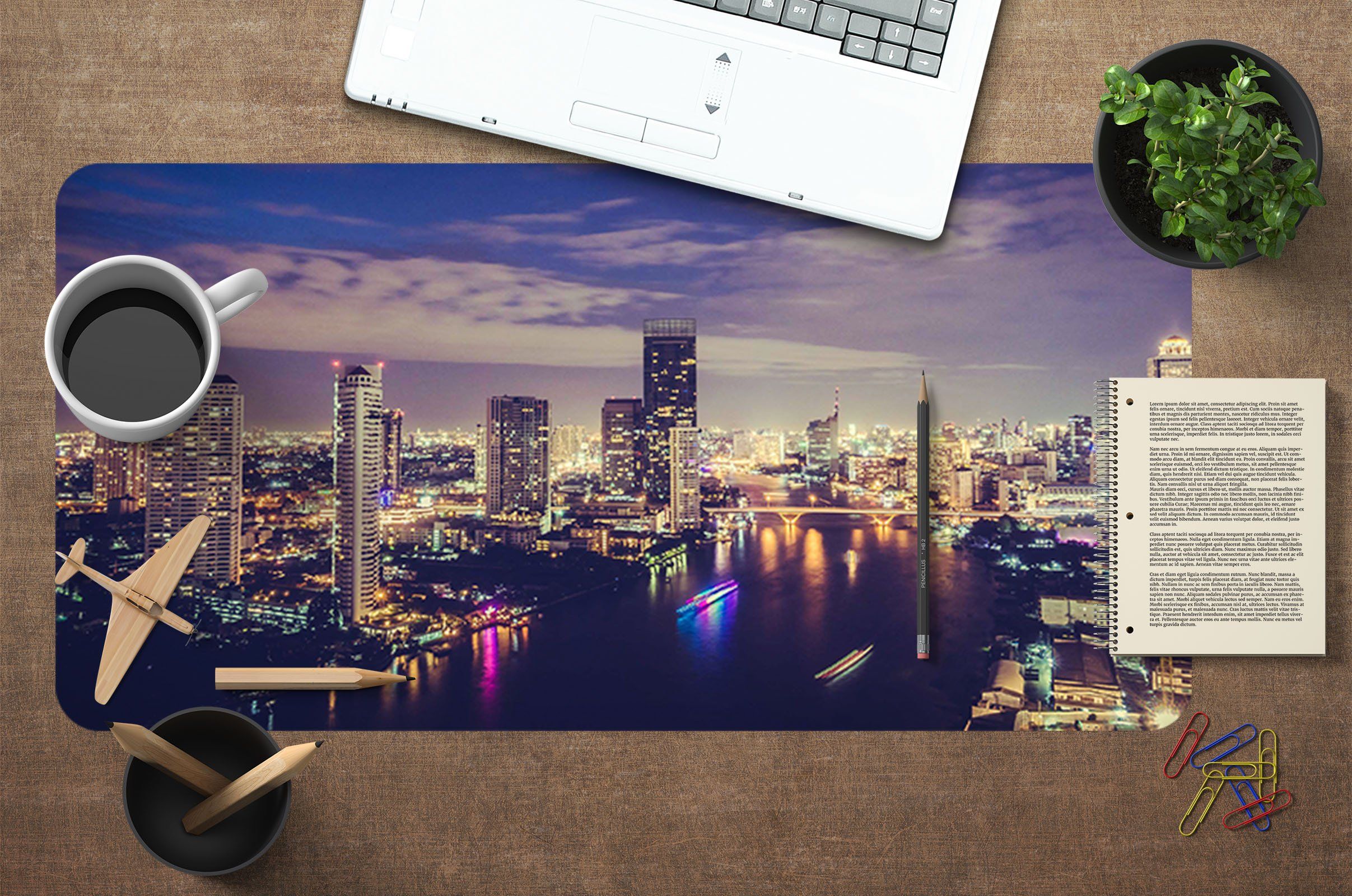 3D Night City 018 Desk Mat Mat AJ Creativity Home