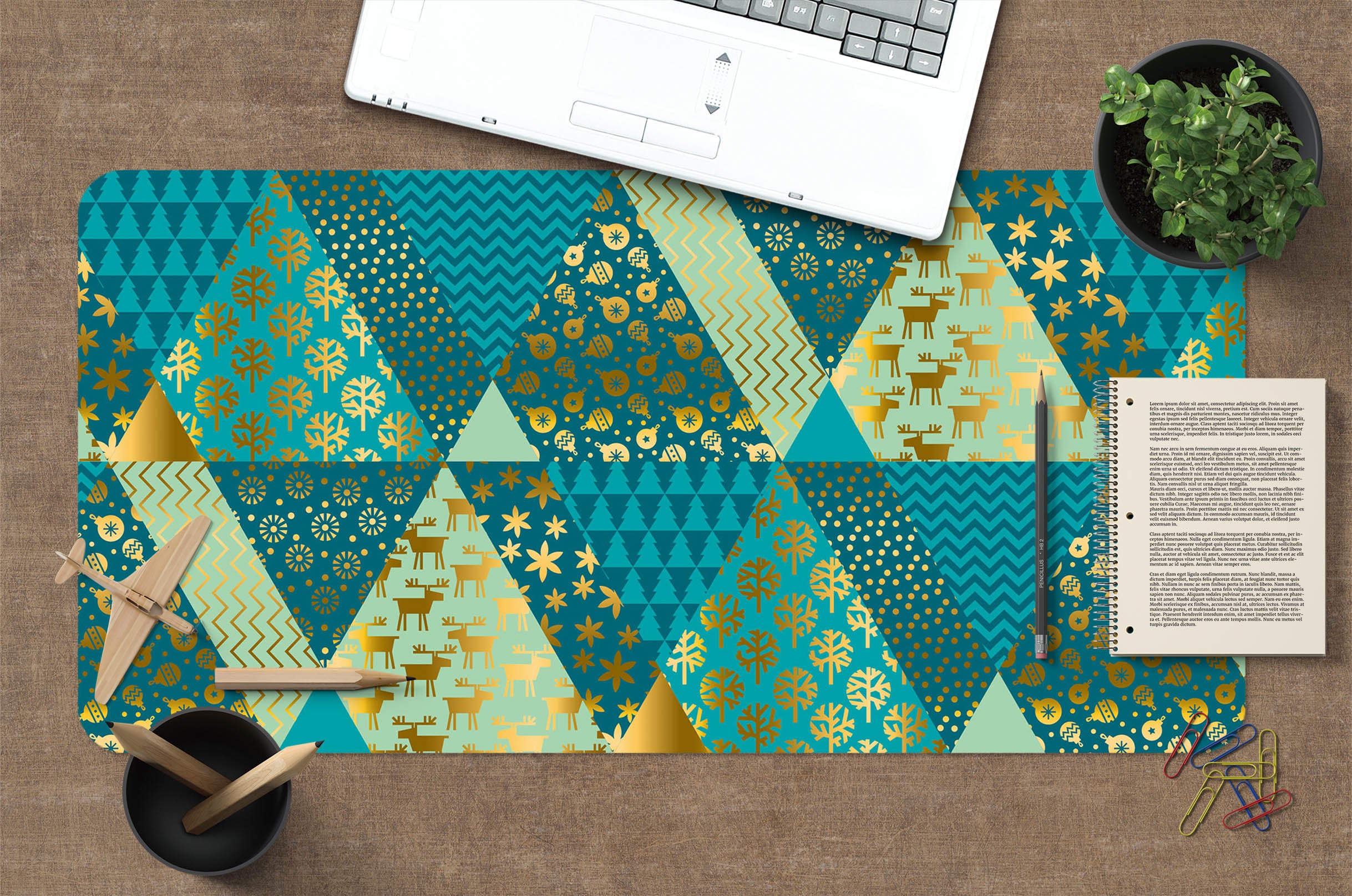 3D Green Triangle 51222 Christmas Desk Mat Xmas