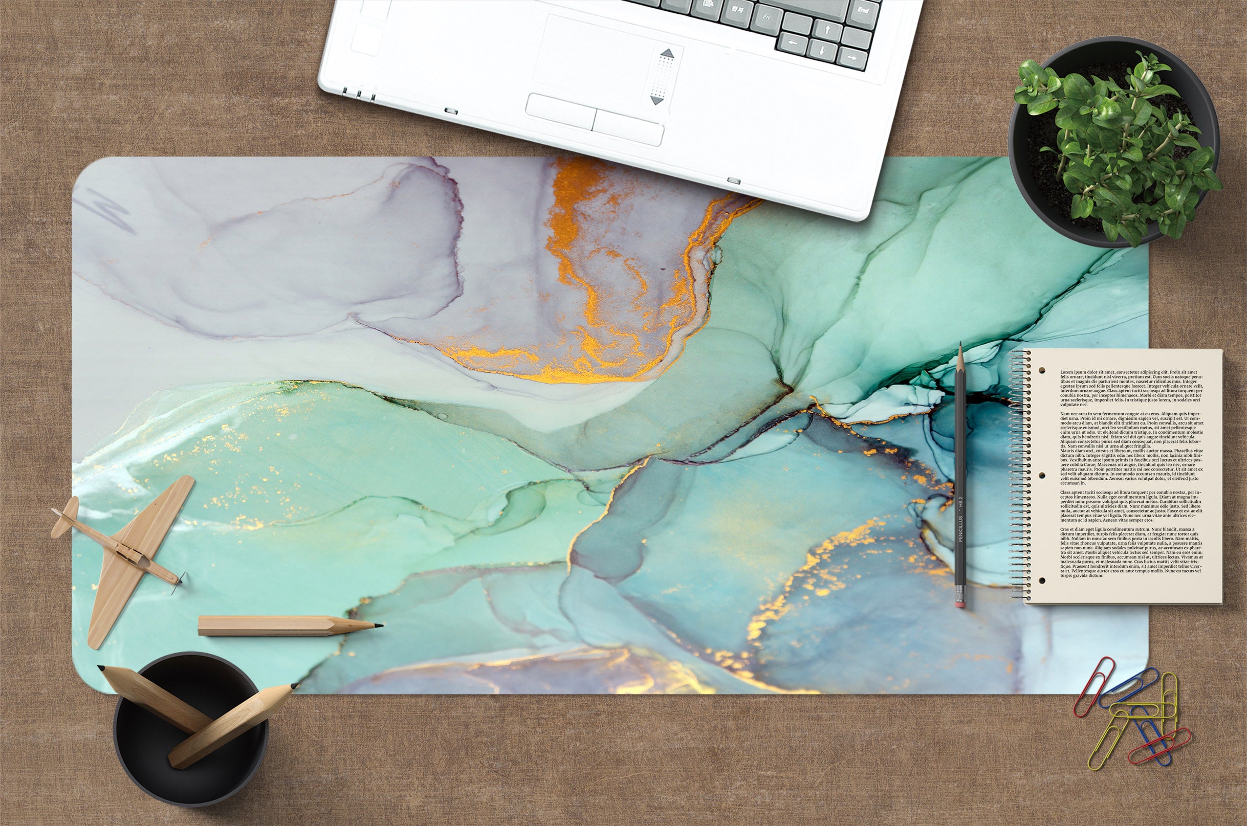 3D Green Marble Pattern 18050 Desk Mat
