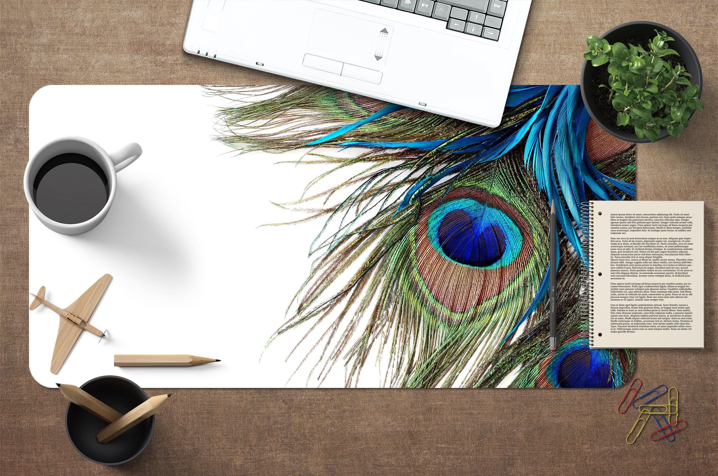 3D Peacock Feather 017 Desk Mat Mat AJ Creativity Home