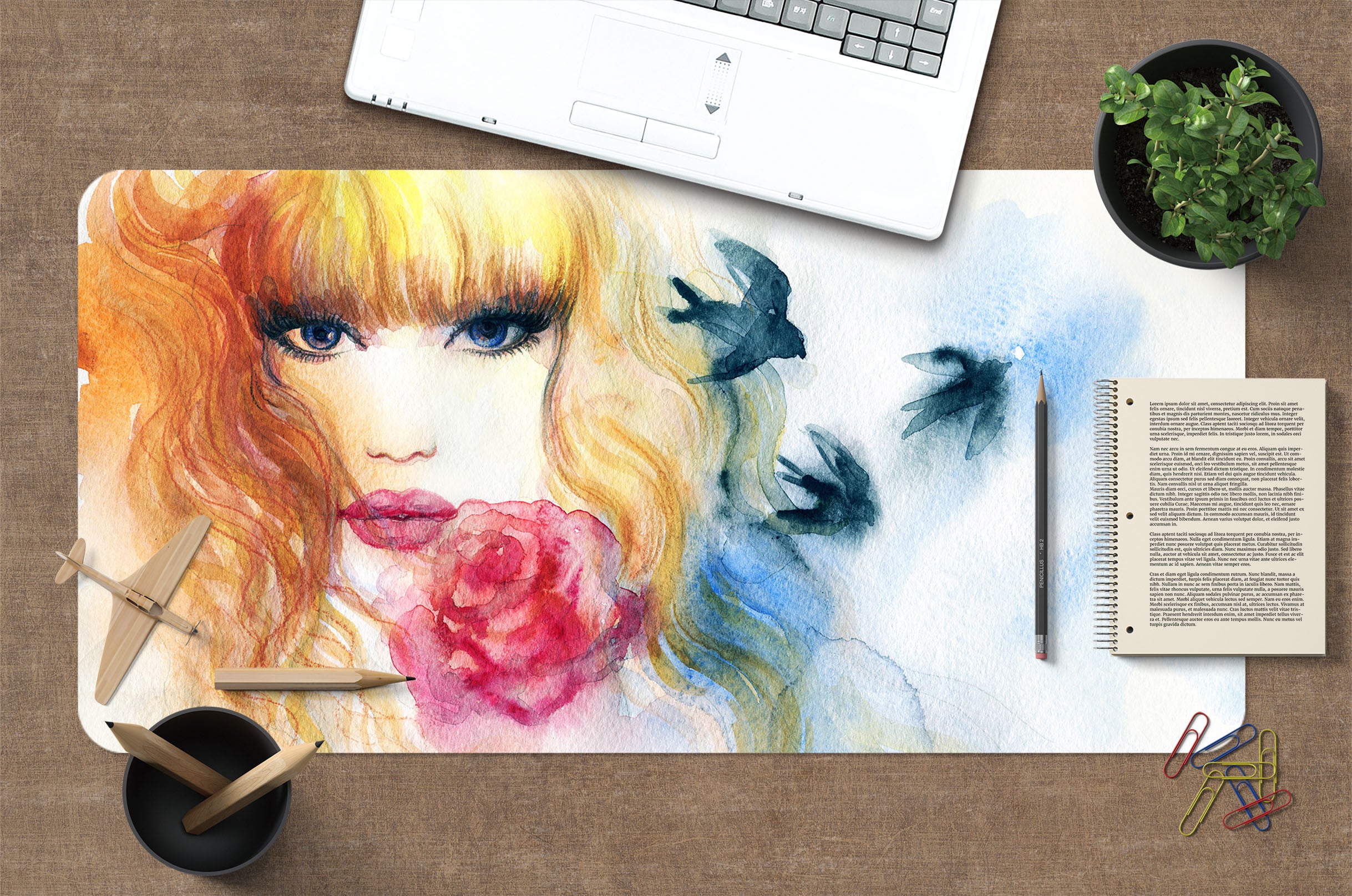 3D Female Swallow 17111 Desk Mat