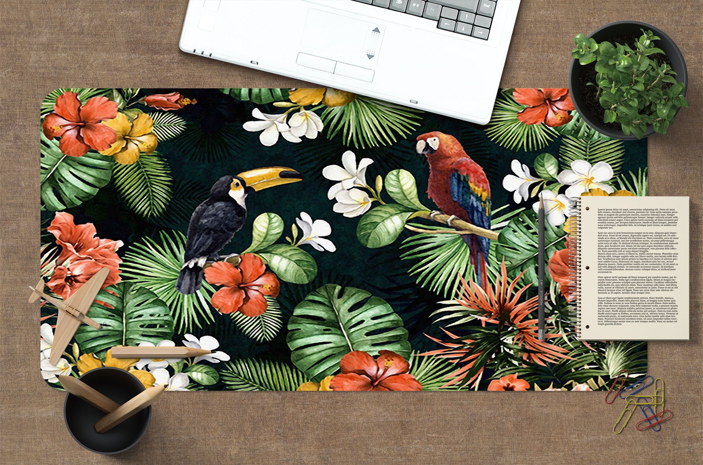 3D Flower Parrot 118 Desk Mat Mat AJ Creativity Home