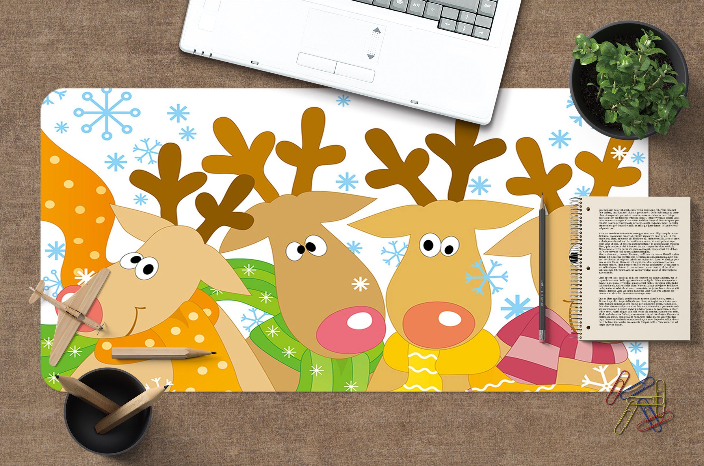3D Cartoon Deer Herd 009 Desk Mat Mat AJ Creativity Home