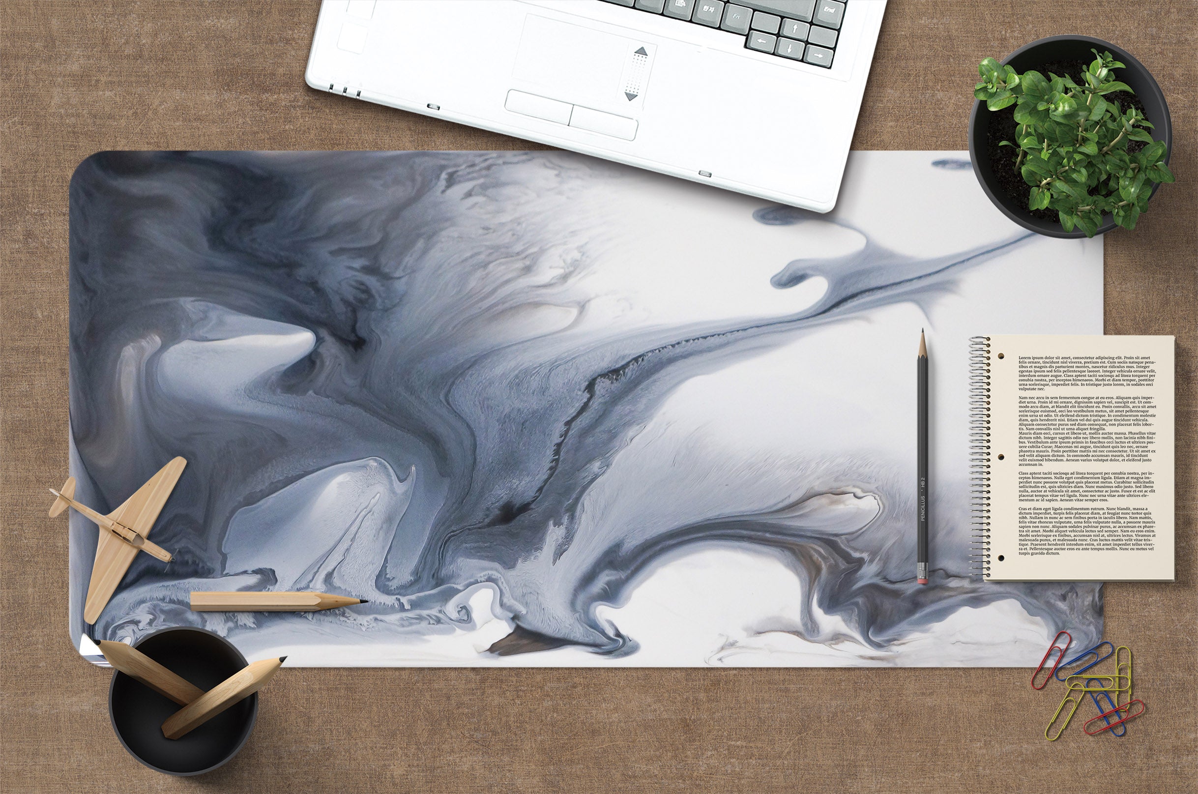 3D Grey Water Pattern 18049 Desk Mat