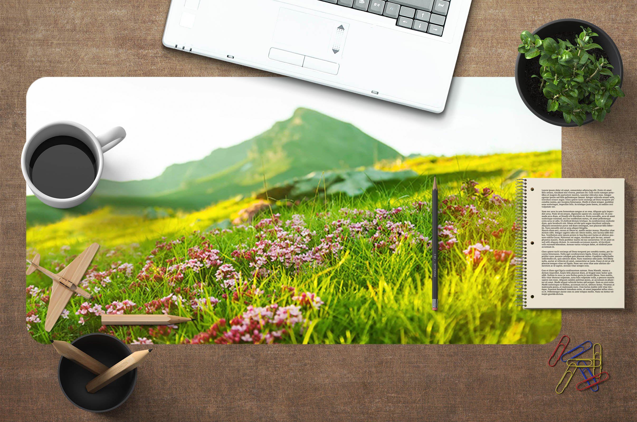 3D Mountain Flowers 021 Desk Mat Mat AJ Creativity Home