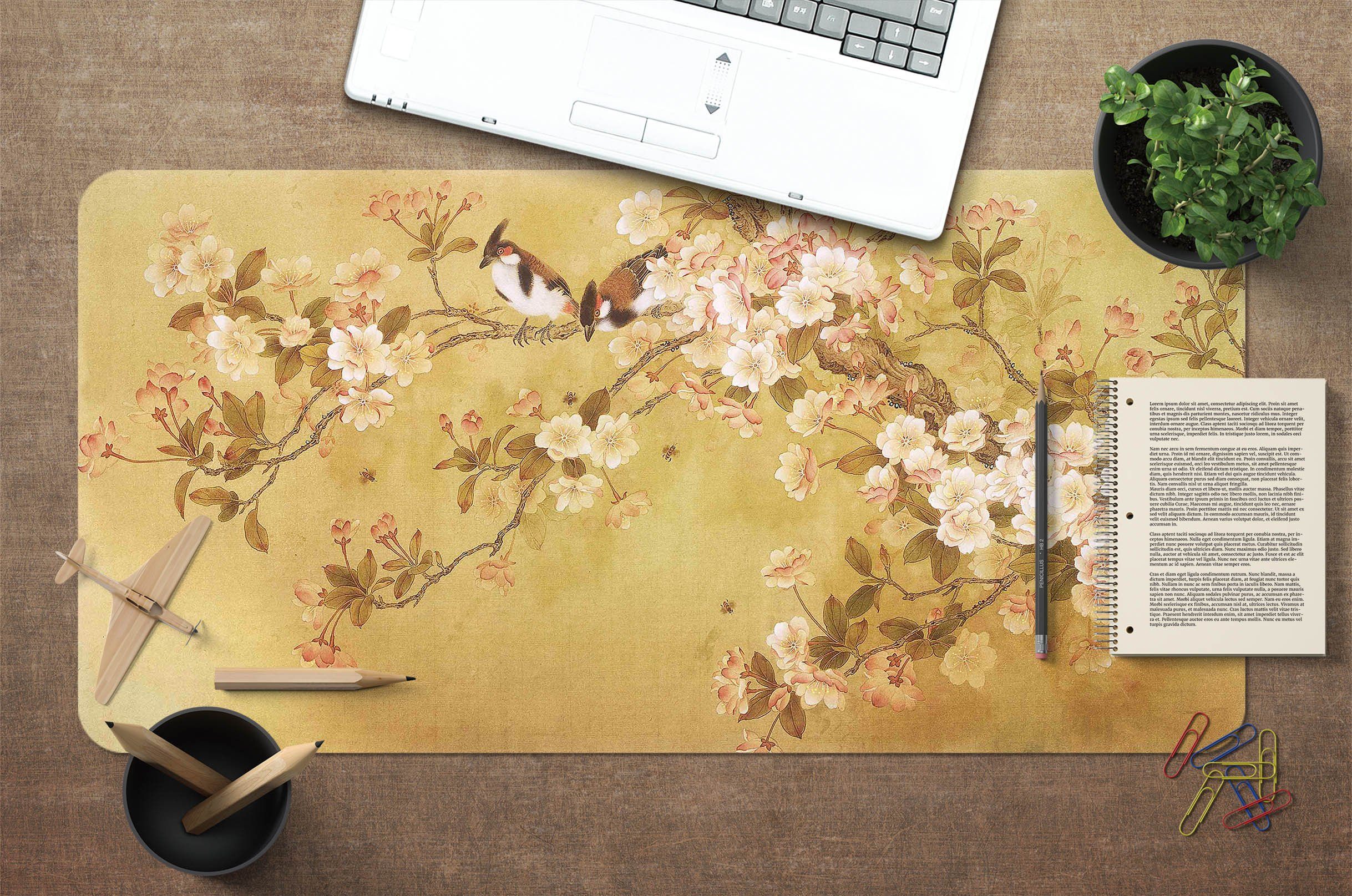 3D Flower And Bird 043 Desk Mat Mat AJ Creativity Home