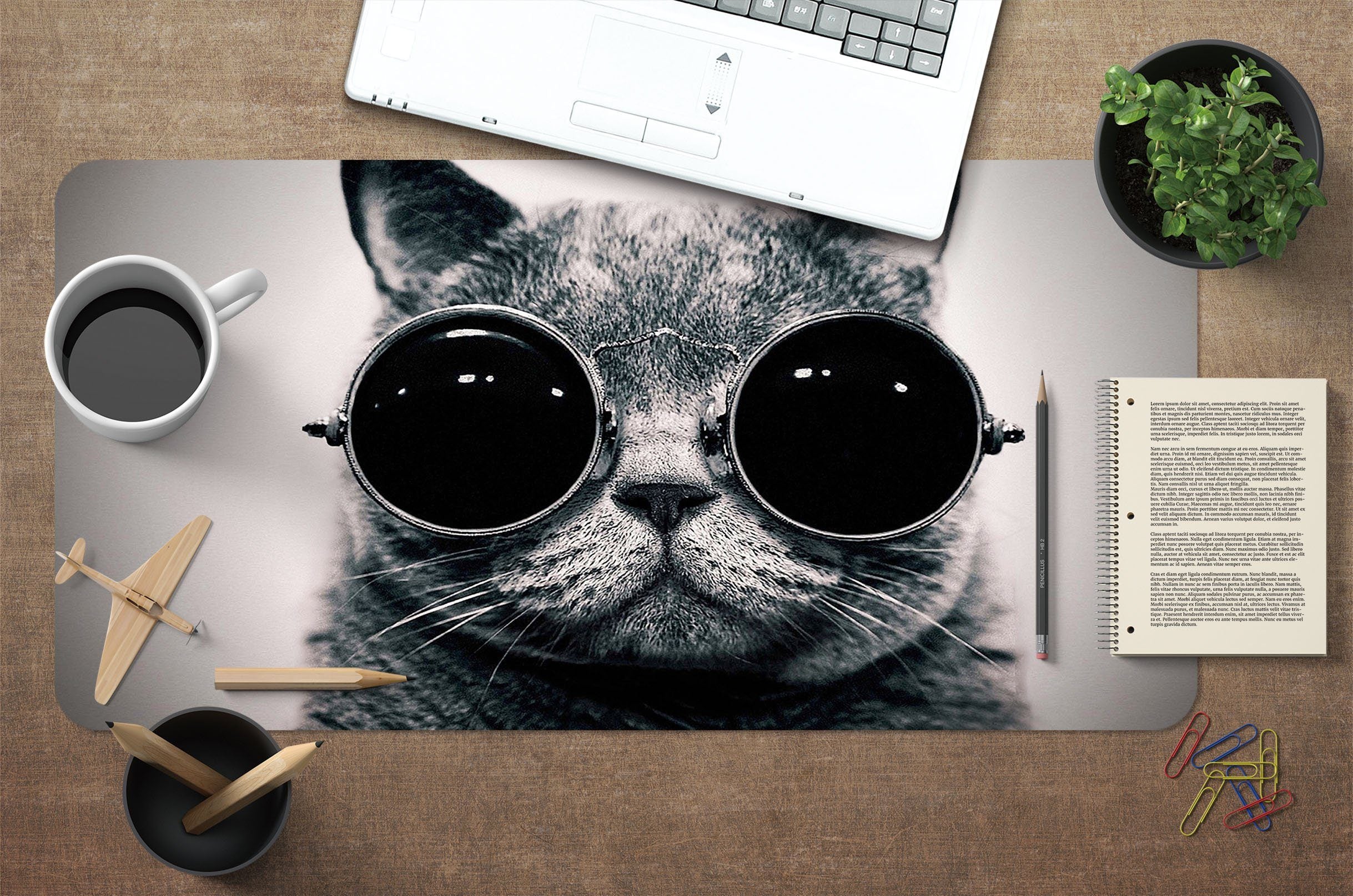 3D Glasses Cat 039 Desk Mat Mat AJ Creativity Home