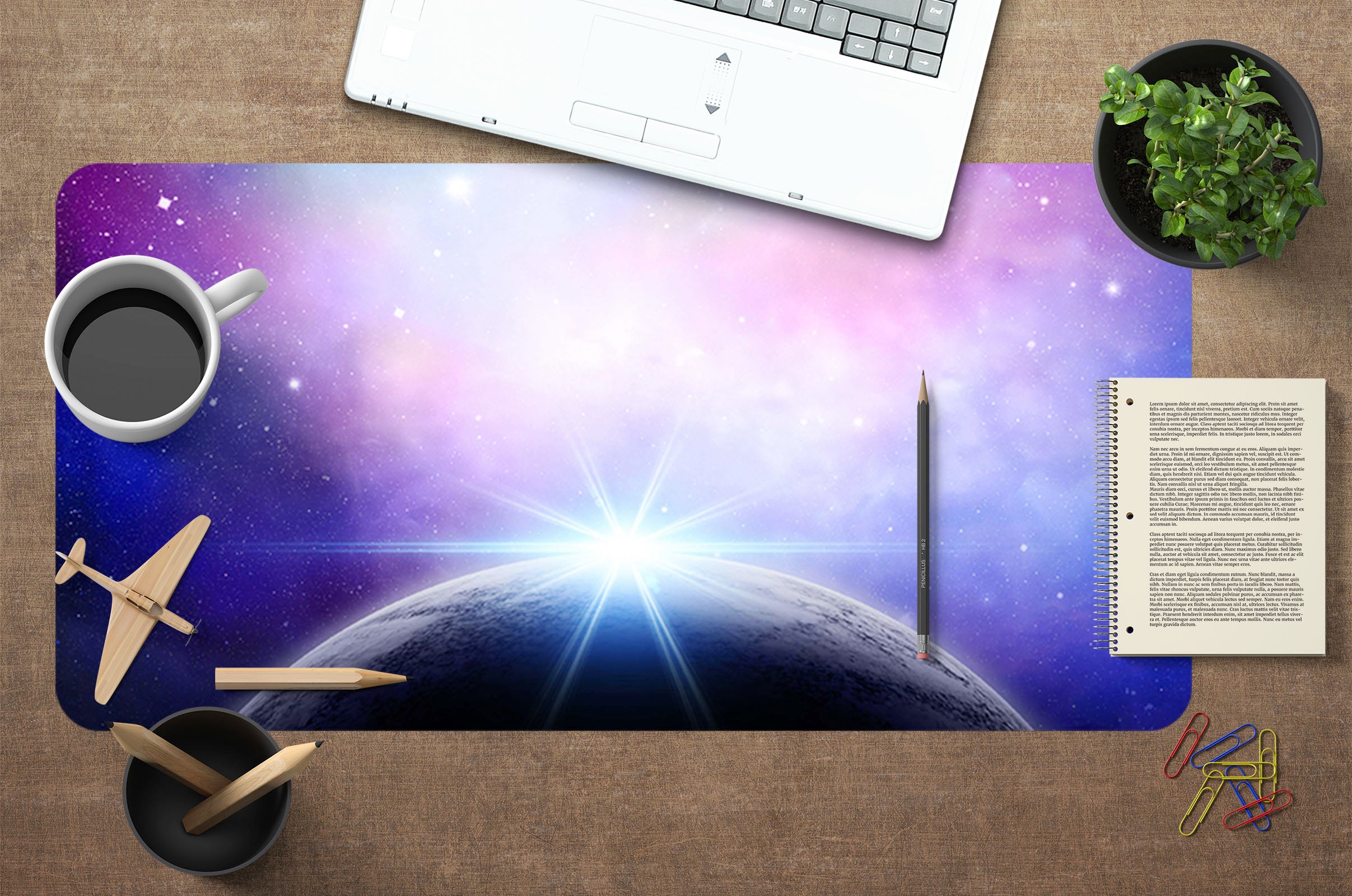 3D Starry Sky Planet 17025 Desk Mat