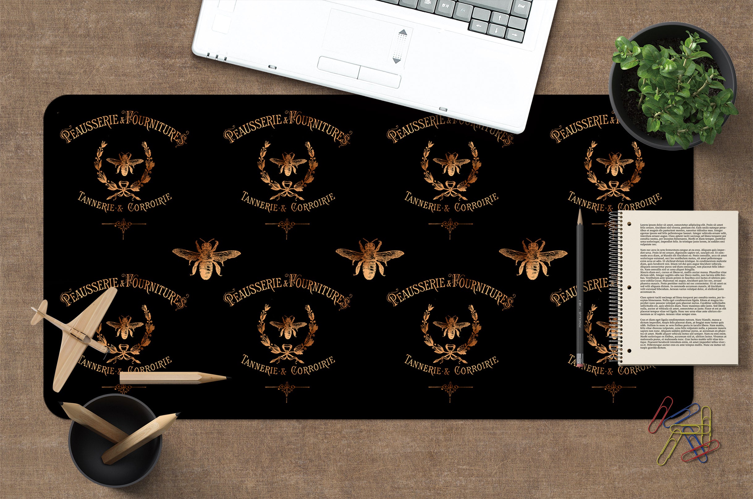 3D Golden Bee Pattern 120177 Uta Naumann Desk Mat