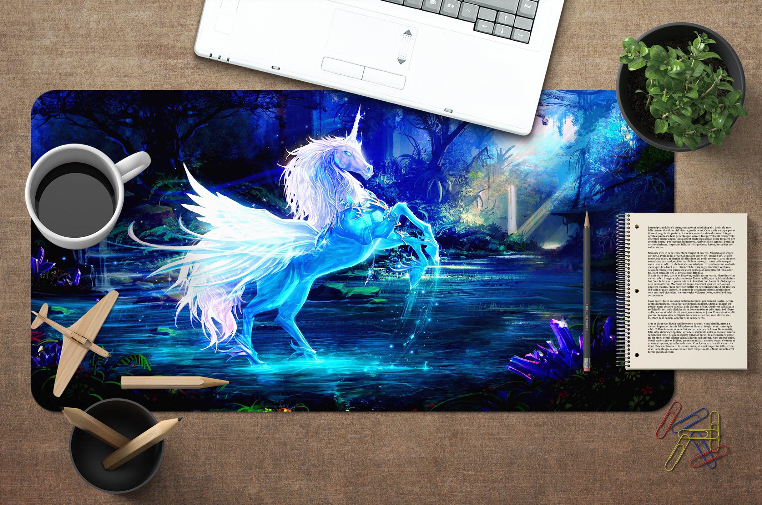 3D Fantasy Unicorn 055 Desk Mat Mat AJ Creativity Home
