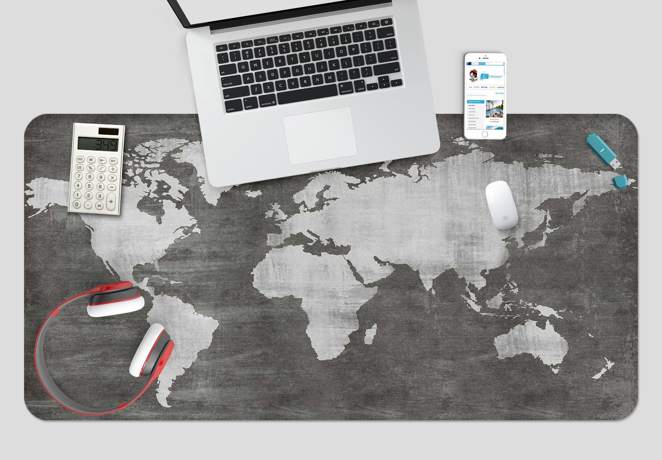 3D Black Map 121 Desk Mat Mat AJ Creativity Home