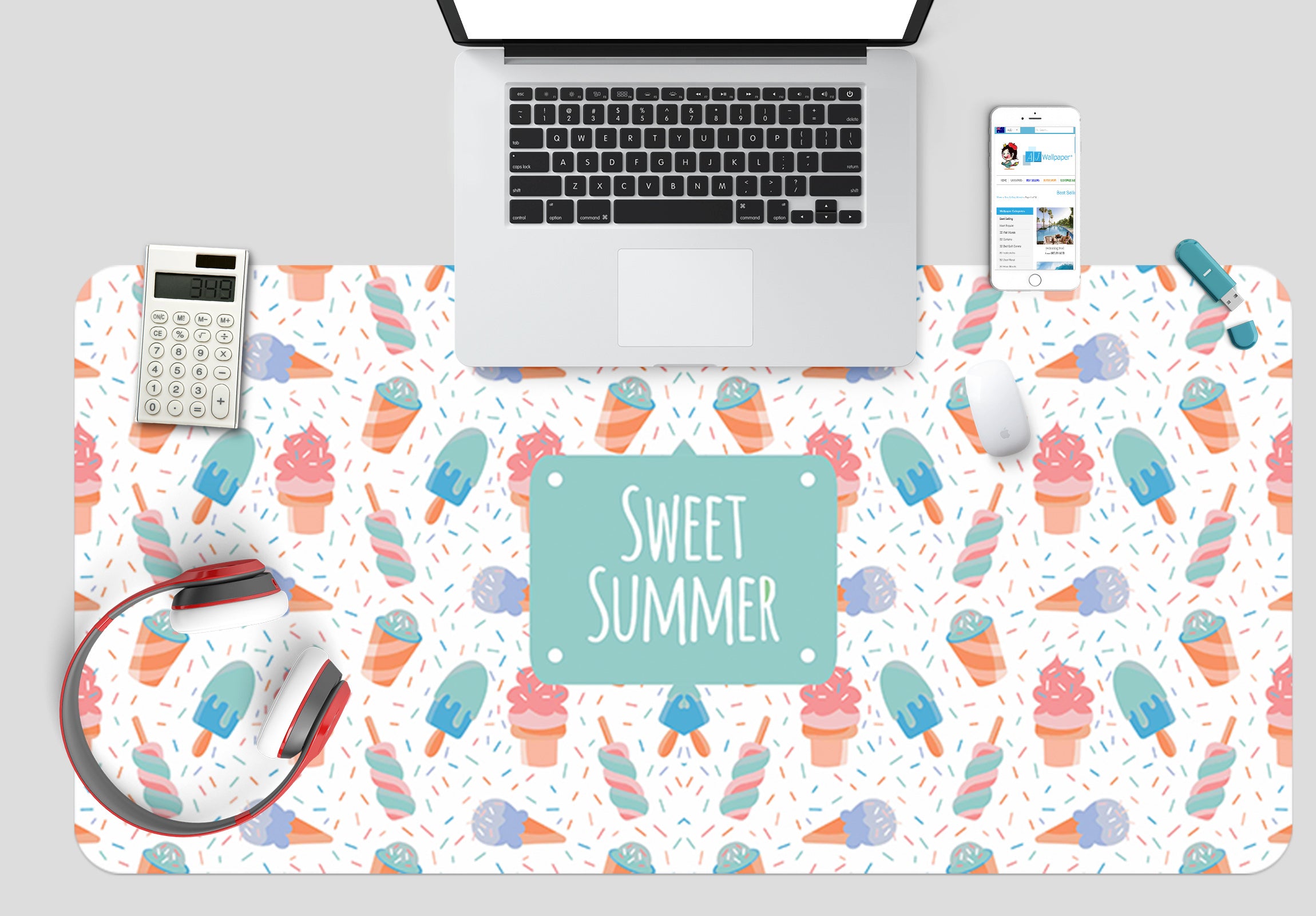3D Ice Cream 17066 Desk Mat