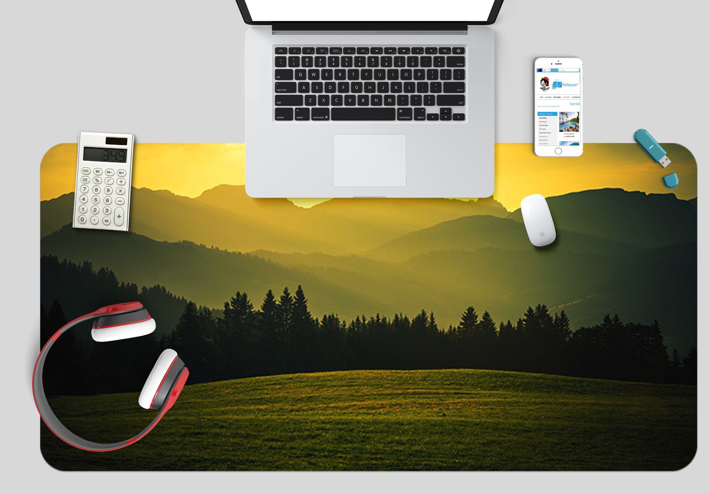 3D Field Mountain 091 Desk Mat Mat AJ Creativity Home