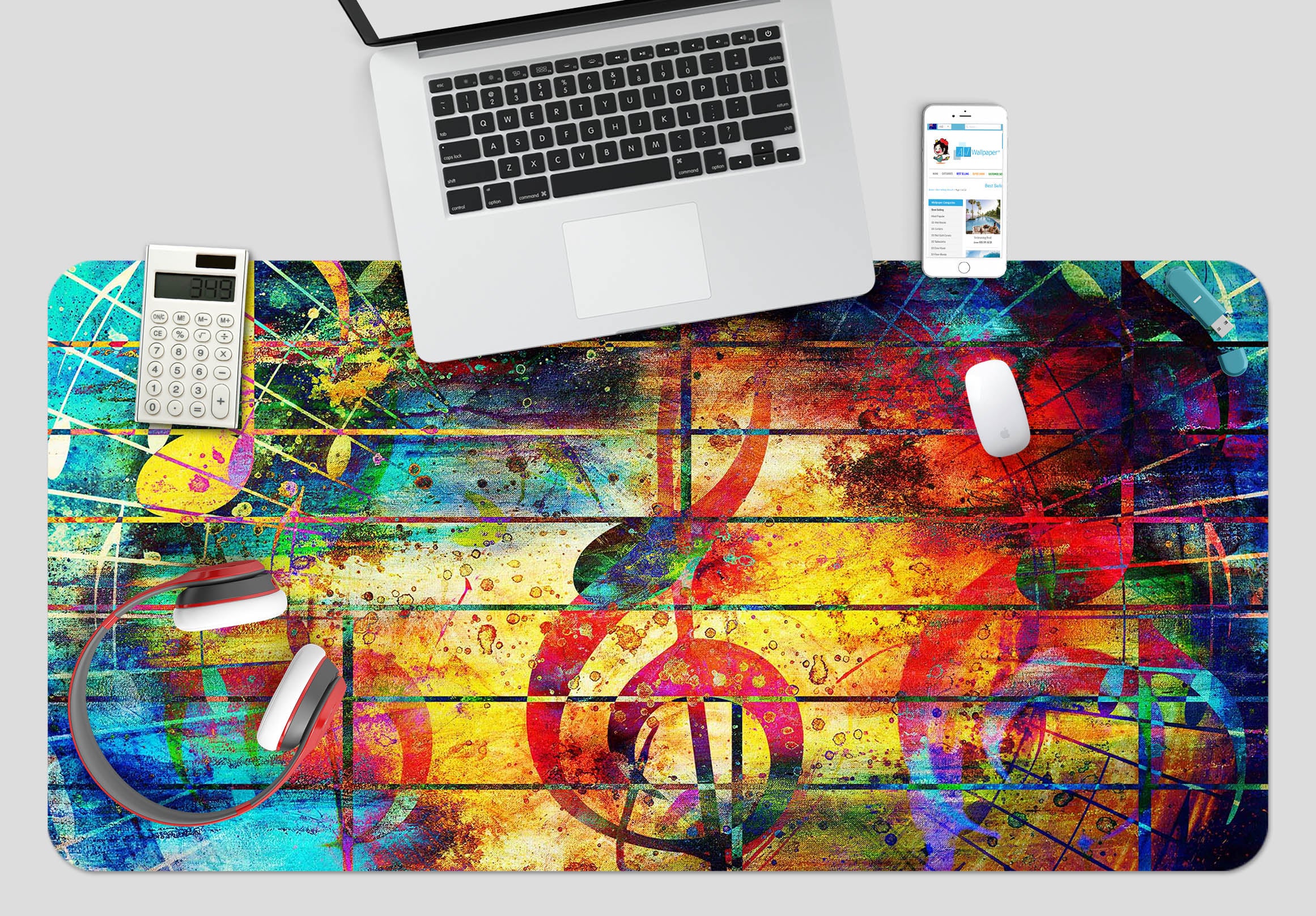 3D Musical Note 17141 Desk Mat