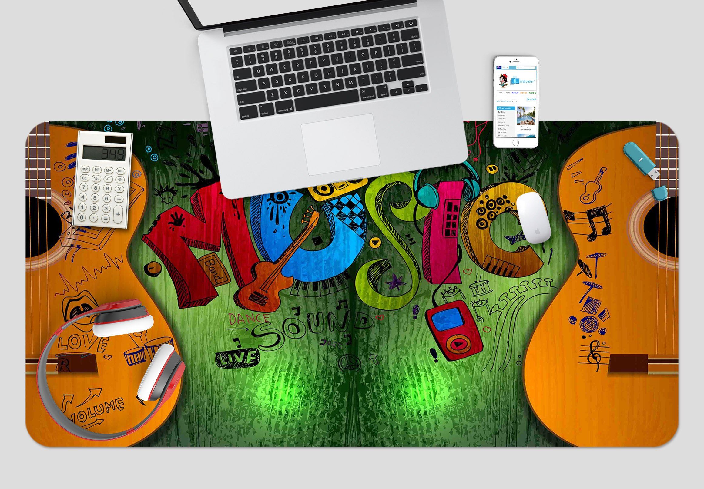 3D Guitar Music 116 Desk Mat Mat AJ Creativity Home