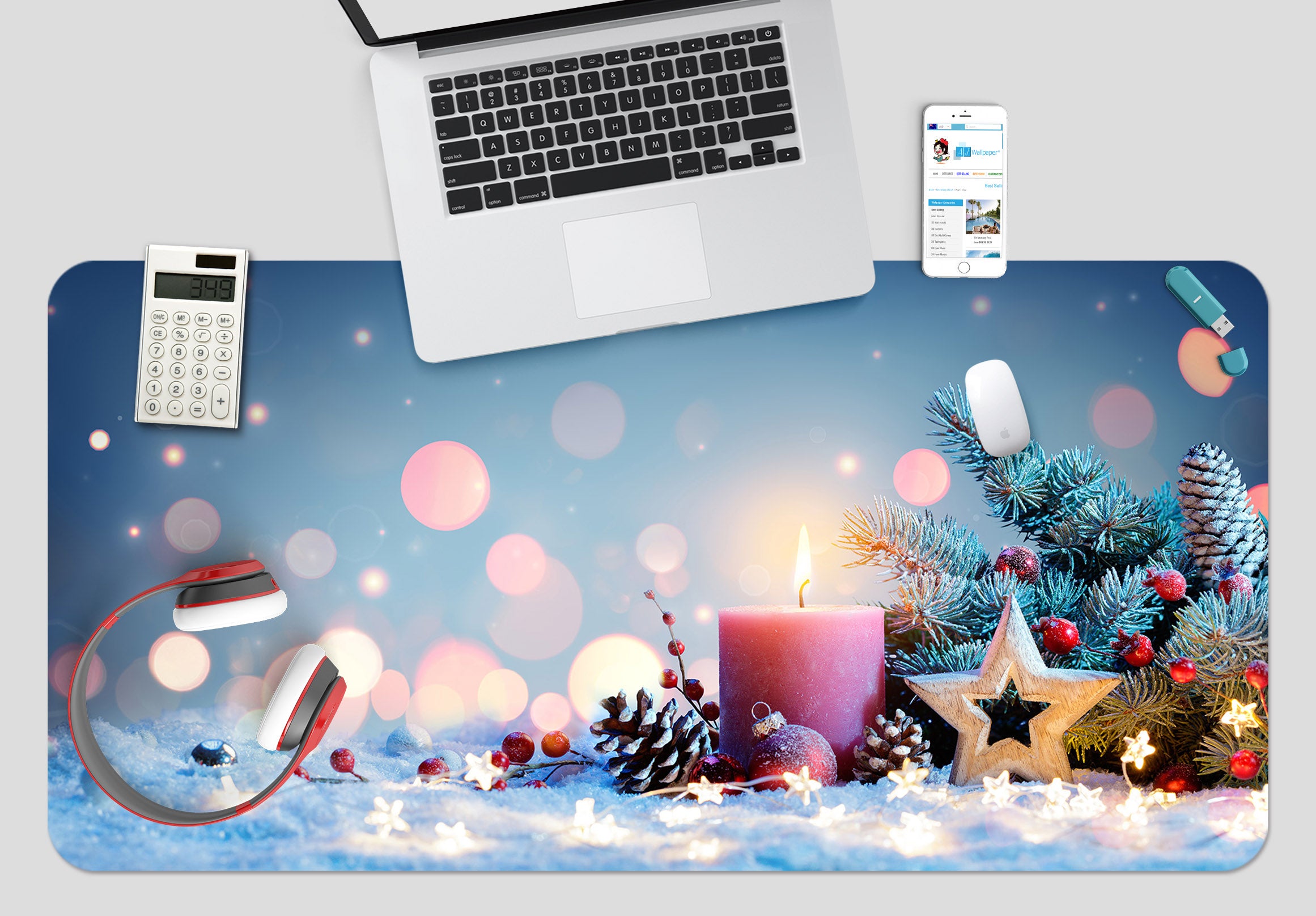 3D Candle 51213 Christmas Desk Mat Xmas