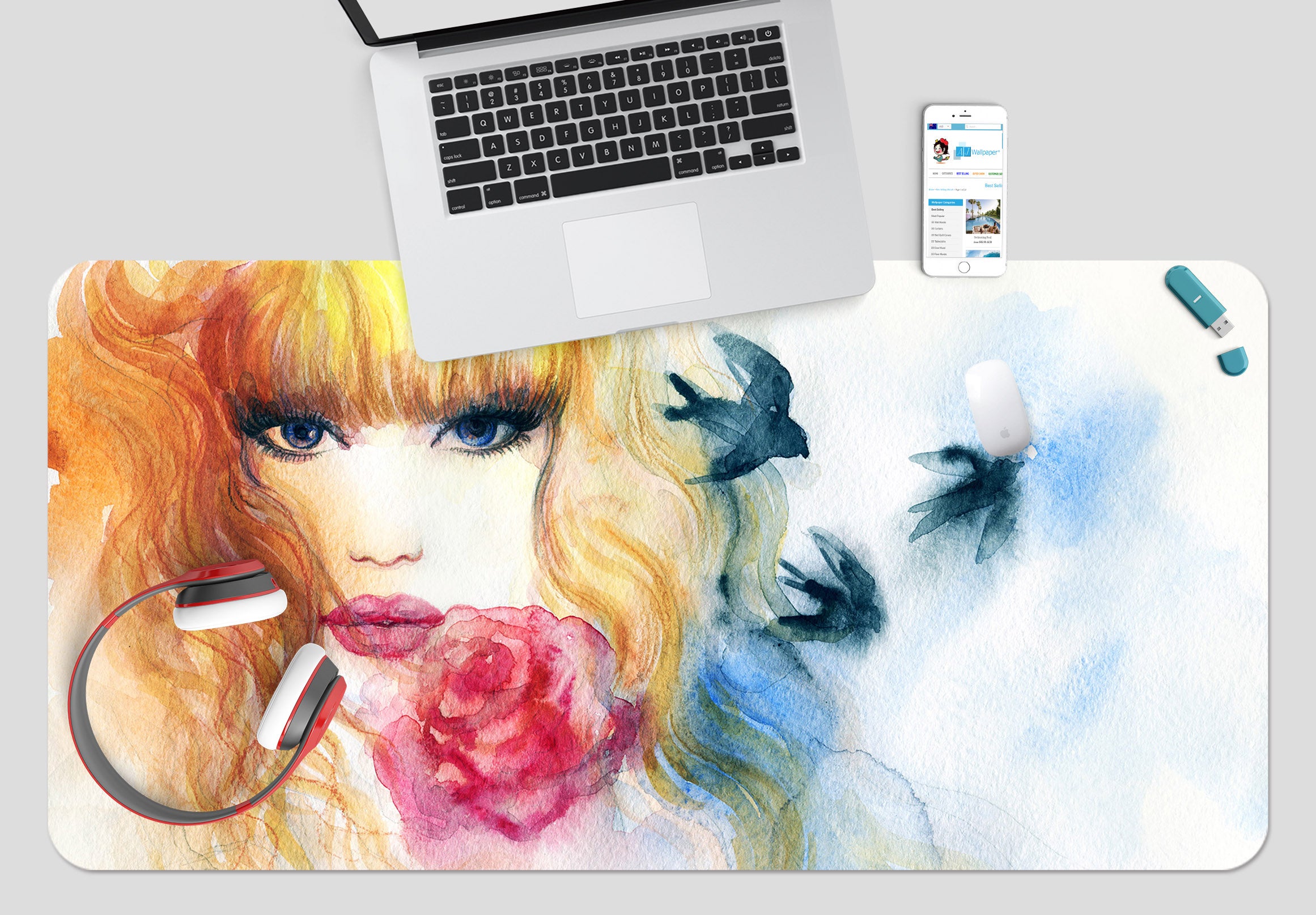 3D Female Swallow 17111 Desk Mat