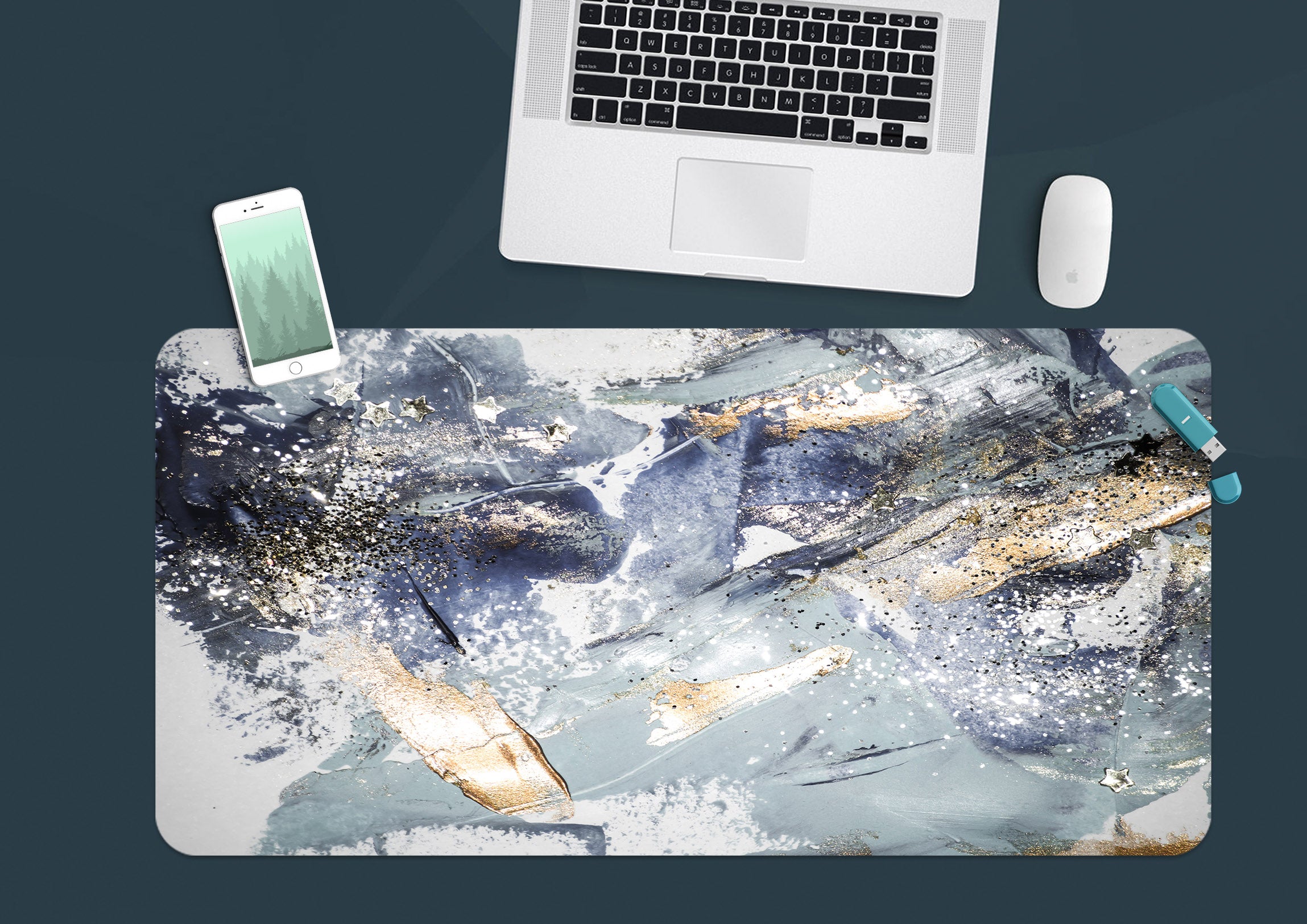 3D Grey Pattern 18026 Desk Mat