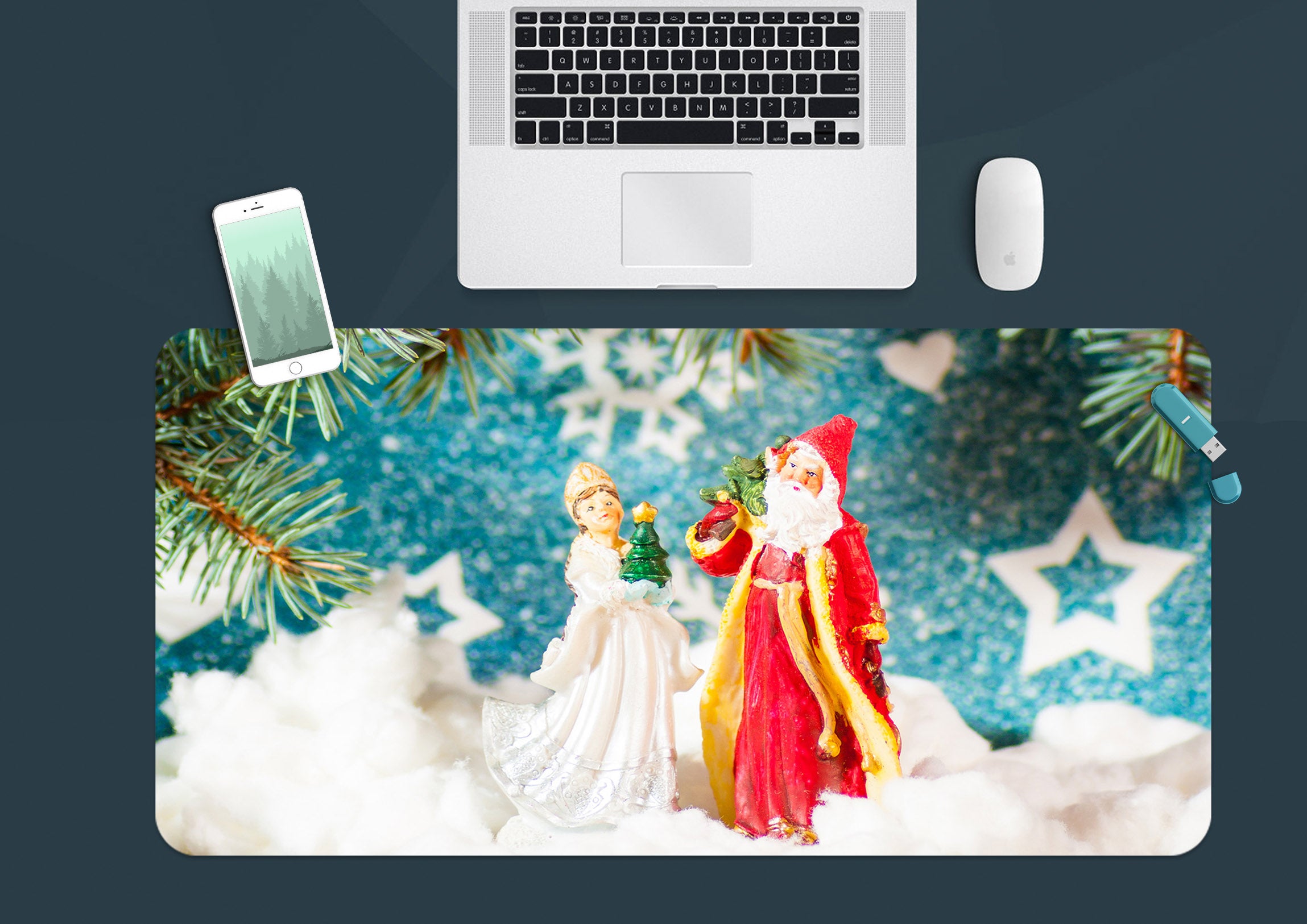 3D Santa Claus Ornaments 51220 Christmas Desk Mat Xmas